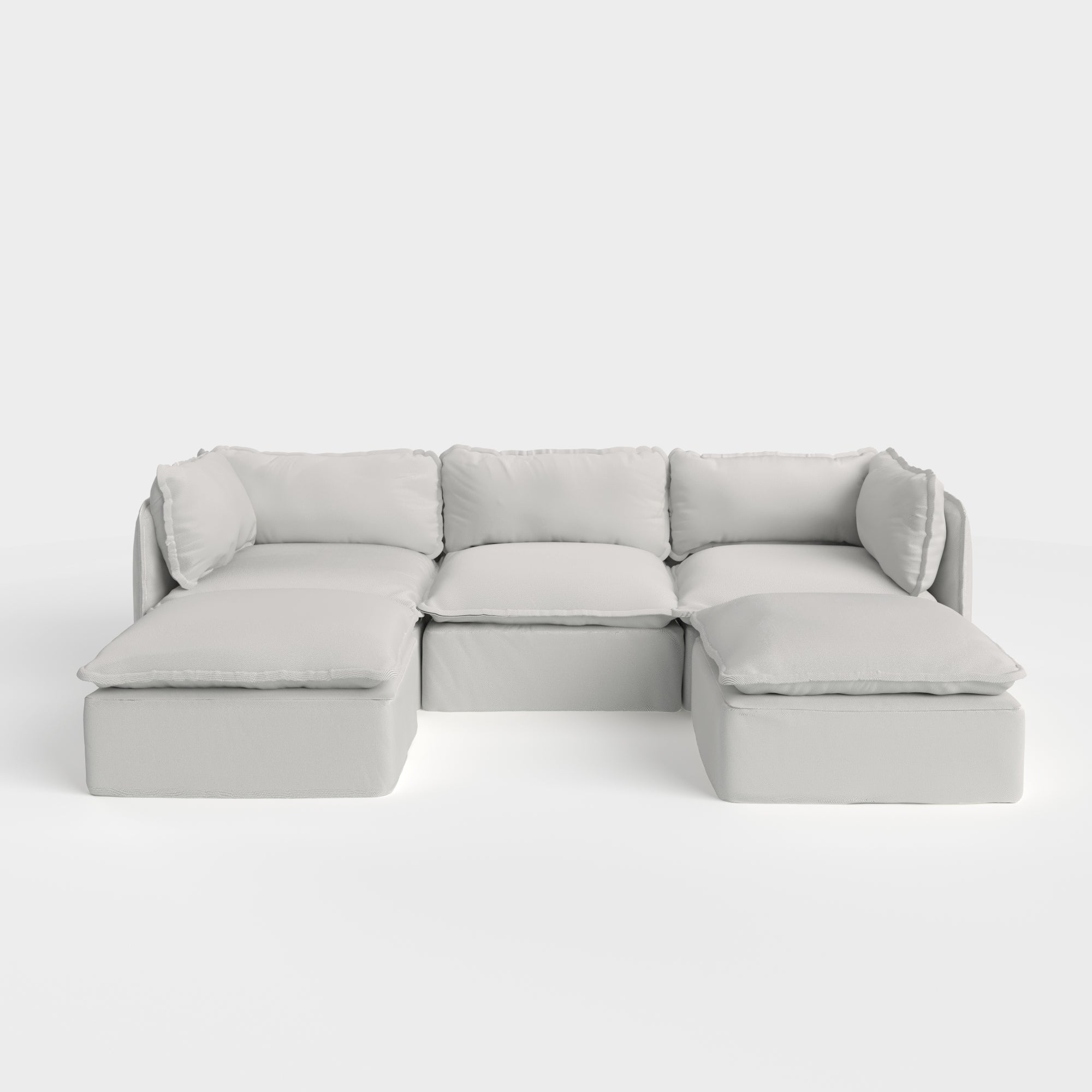 Modular Outdoor Washable 3-Seater U-Sectional | Nano Slubweave in Mist
