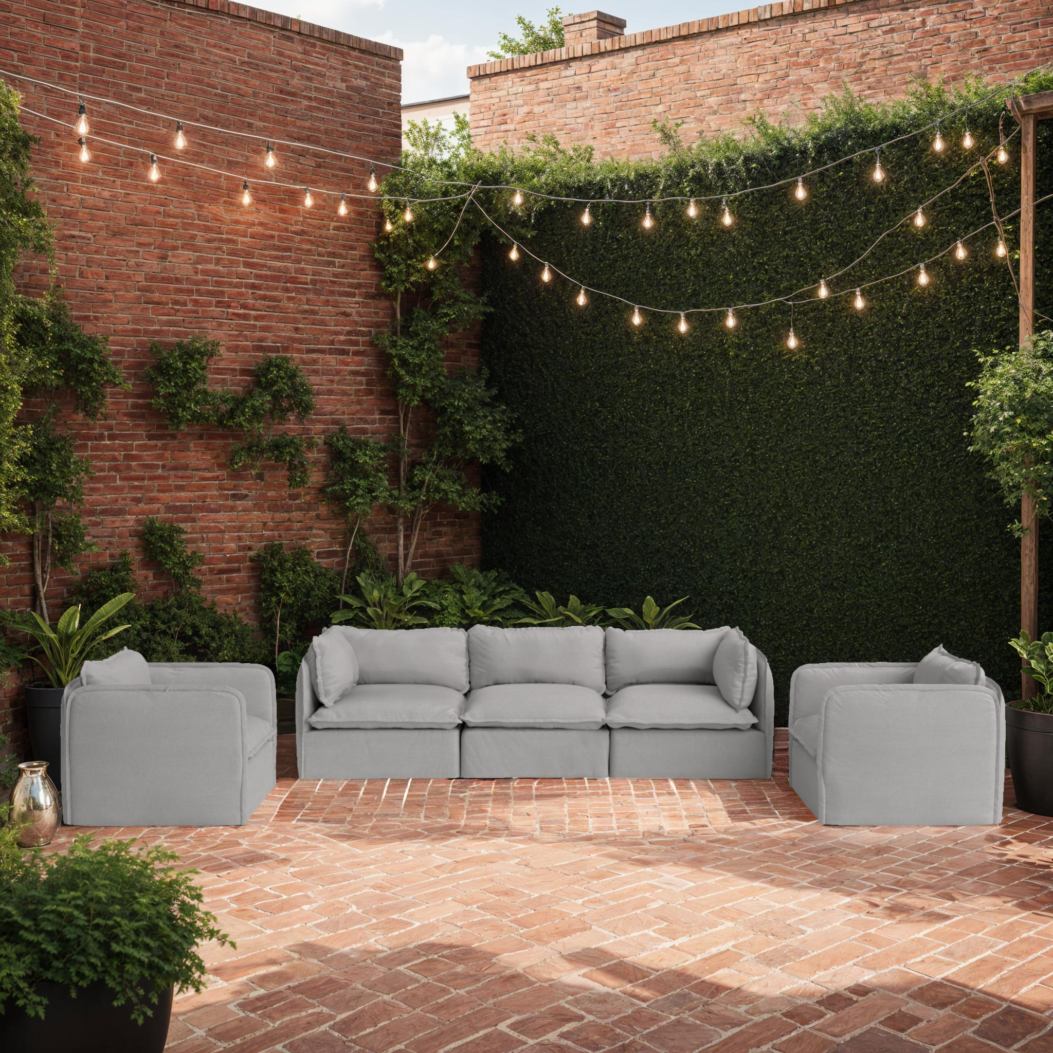 Modular Outdoor Washable 3-Seater | Classic Canvas in Stone Gray
