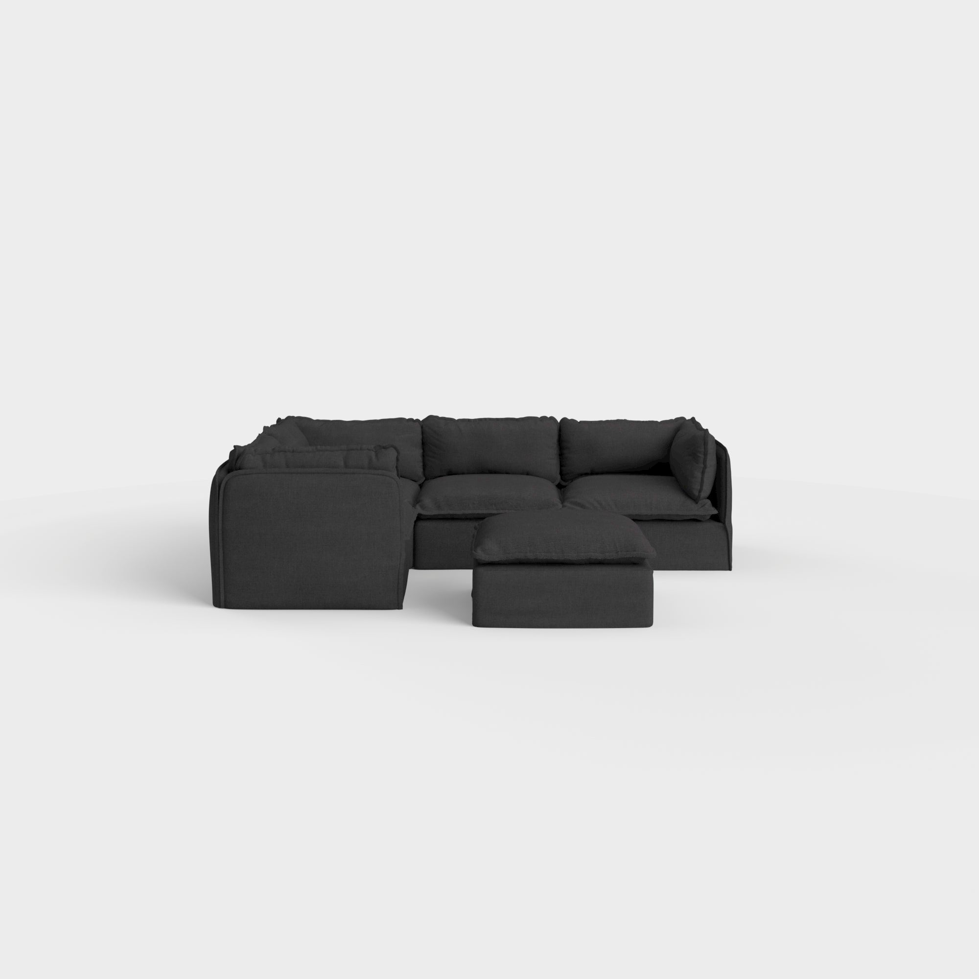 Modular Outdoor Washable 4-Seater Corner Sectional + Ottoman | Classic Canvas in Charcoal