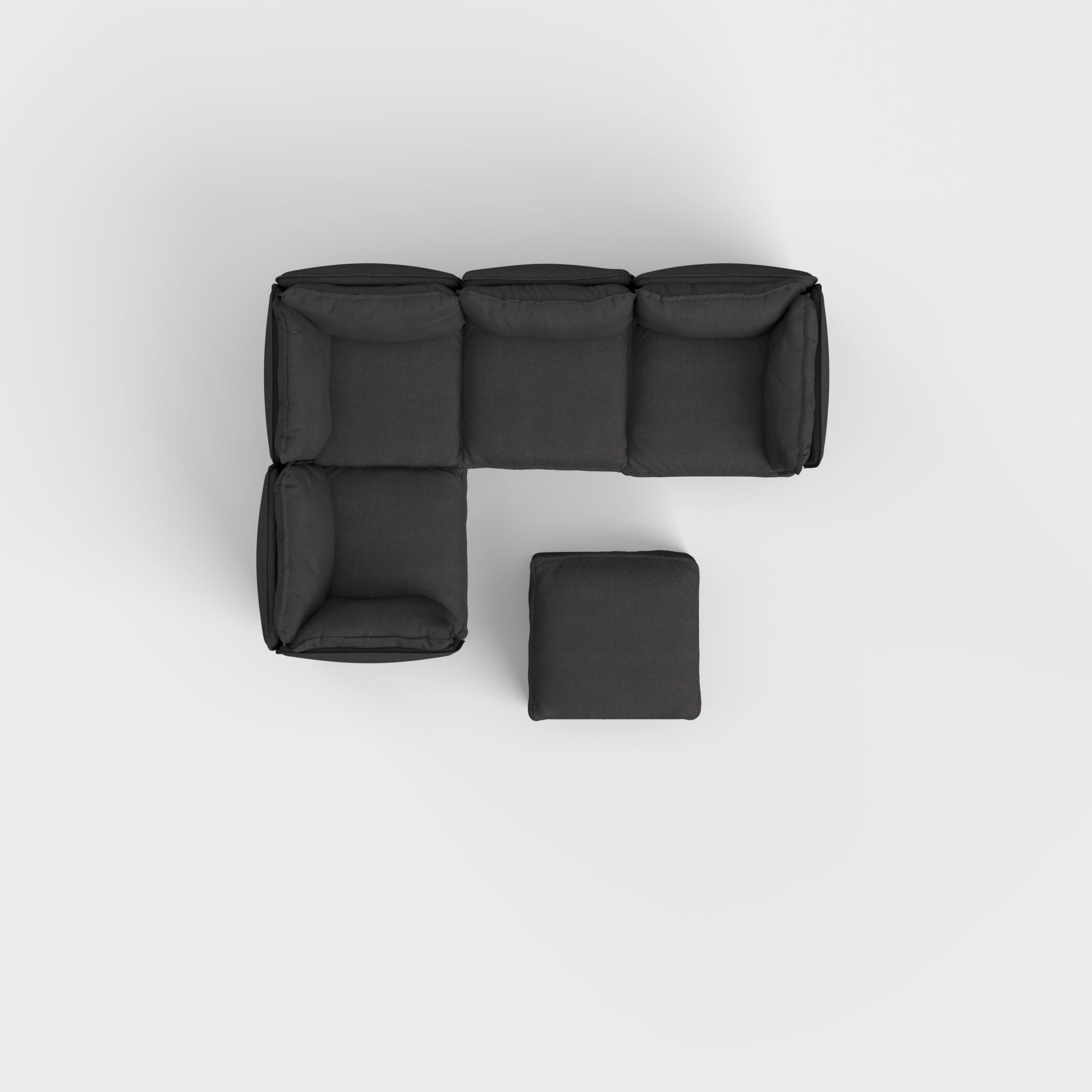 Modular Outdoor Washable 4-Seater Corner Sectional + Ottoman | Classic Canvas in Charcoal