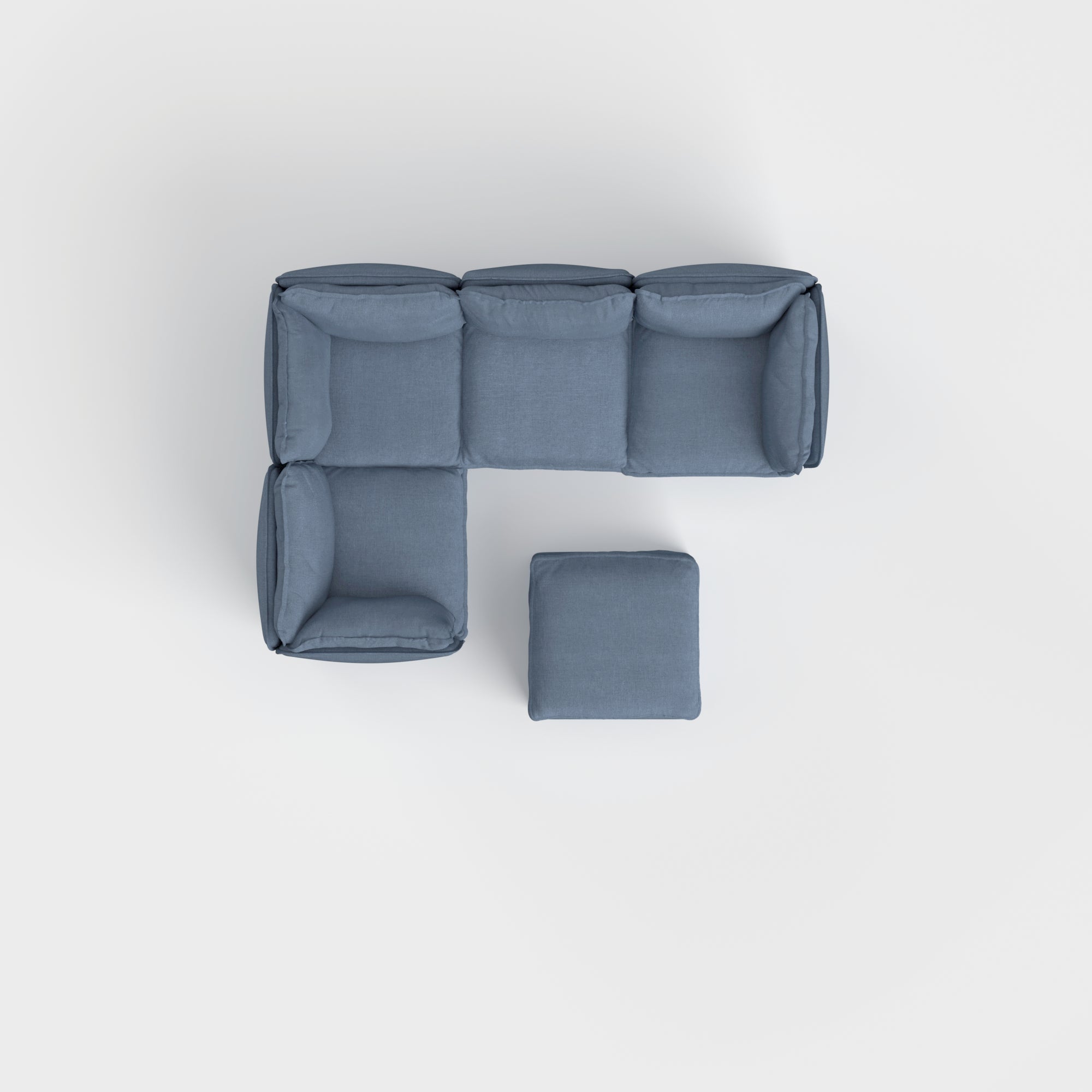 Modular Outdoor Washable 4-Seater Corner Sectional + Ottoman | Classic Canvas in Ocean