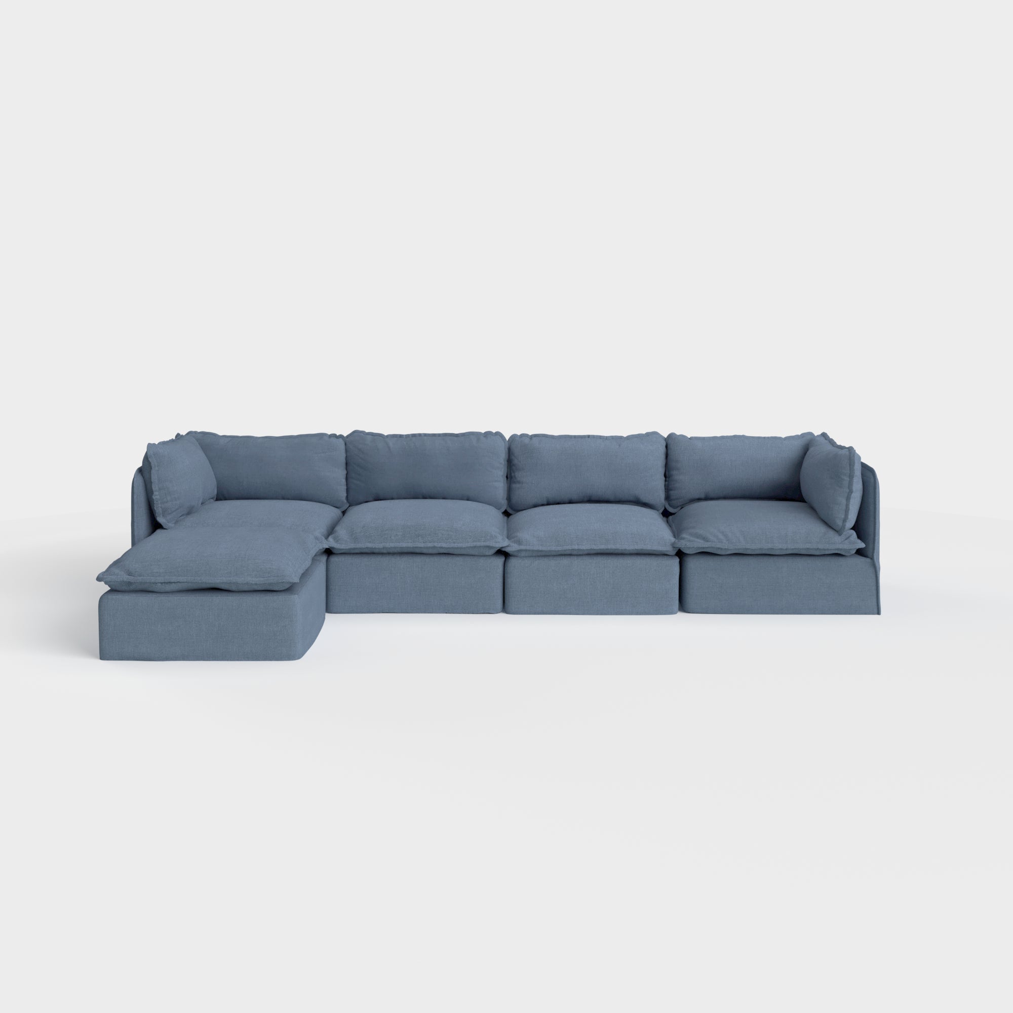 Modular Outdoor Washable 4-Seater Sectional | Classic Canvas in Ocean