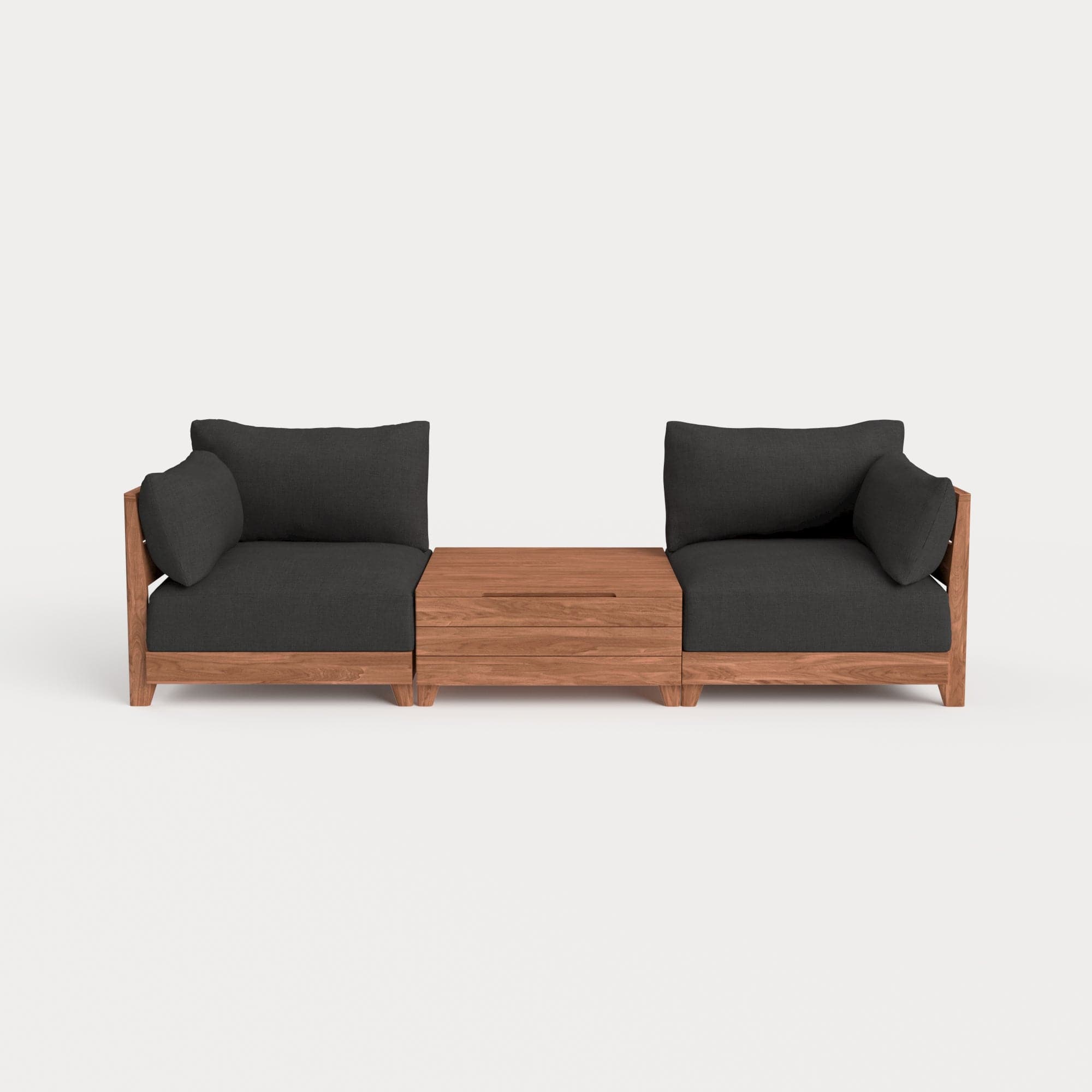 Dwell™ Modular Teak Outdoor 2-Seater + Storage Coffee Table | Classic Canvas in Charcoal