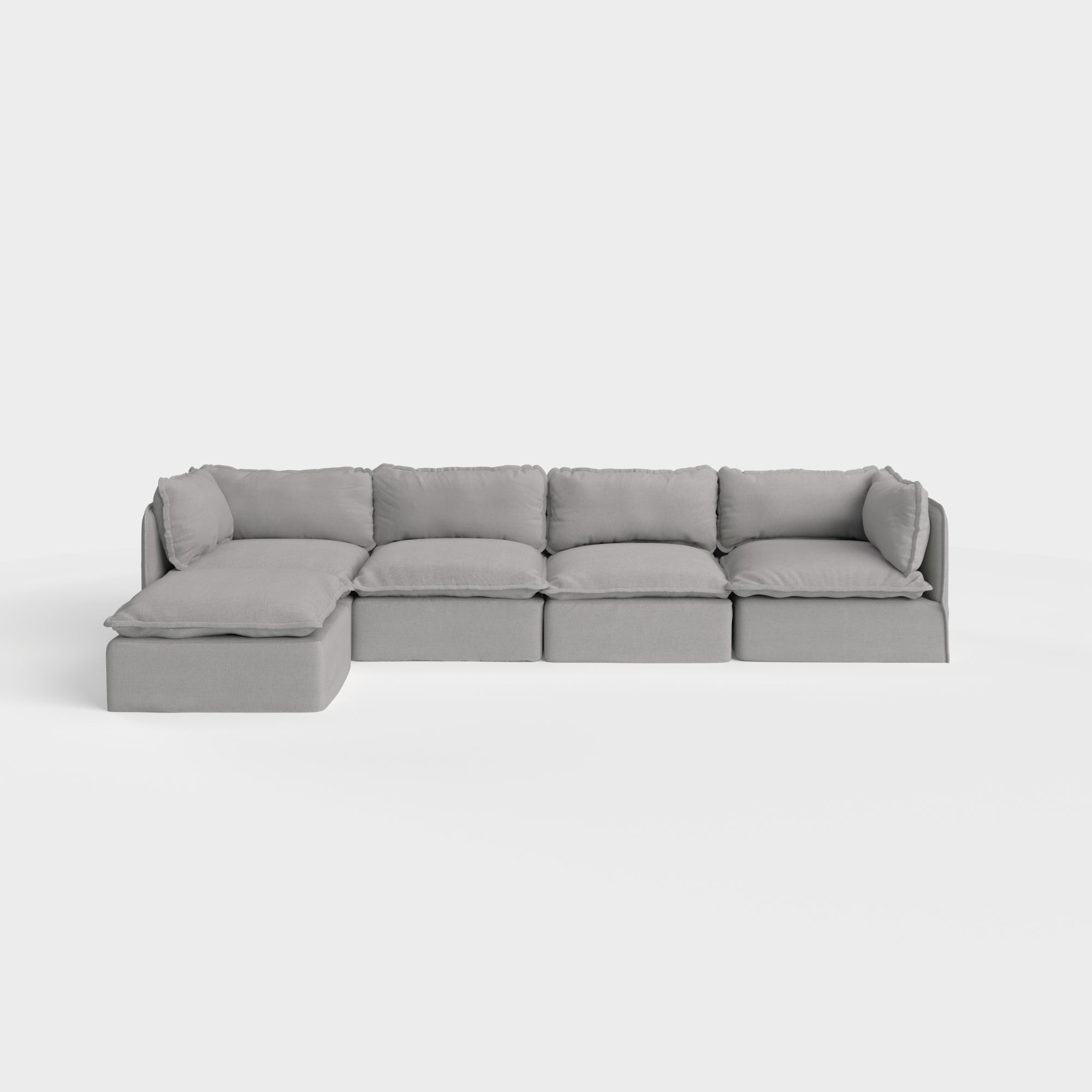 Modular Outdoor Washable 4-Seater Sectional | Classic Canvas in Stone Gray