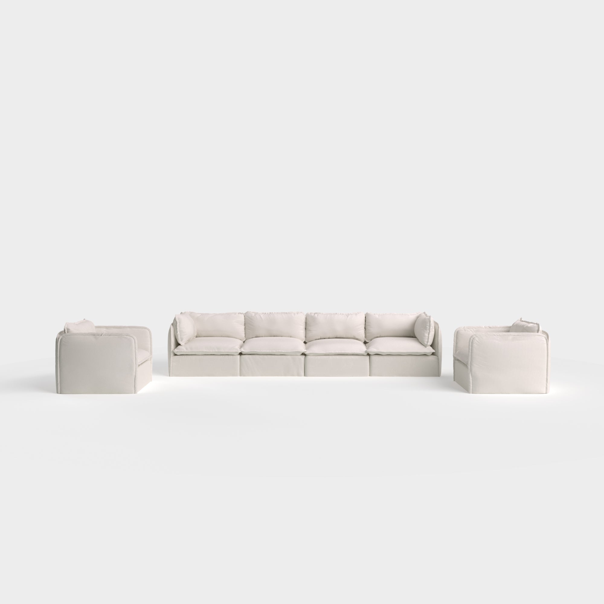 Modular Outdoor Washable 4-Seater Sofa + Armchair Set | Nano Slubweave in Chai