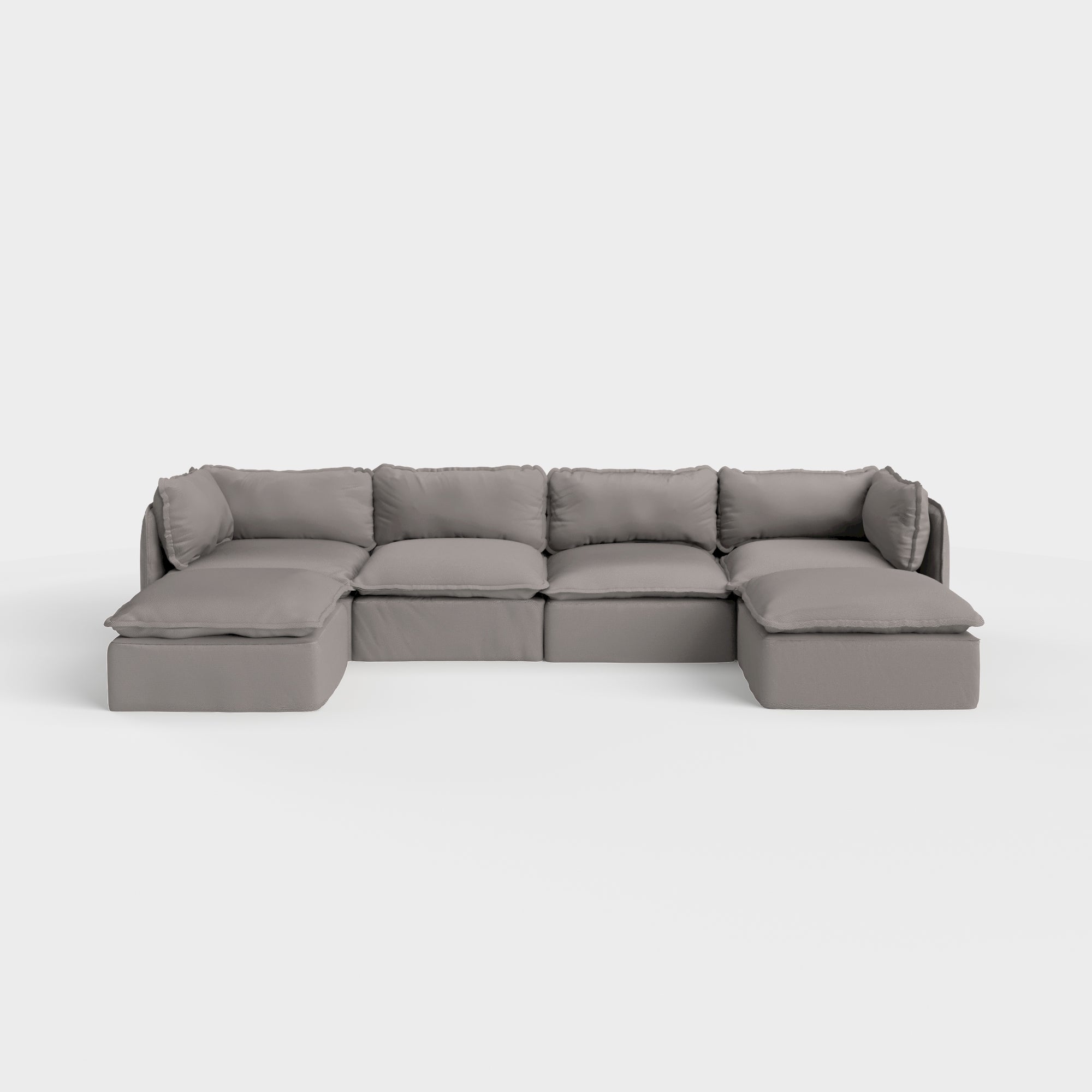 Modular Outdoor Washable 4-Seater U-Sectional | Nano Slubweave in Haze Gray