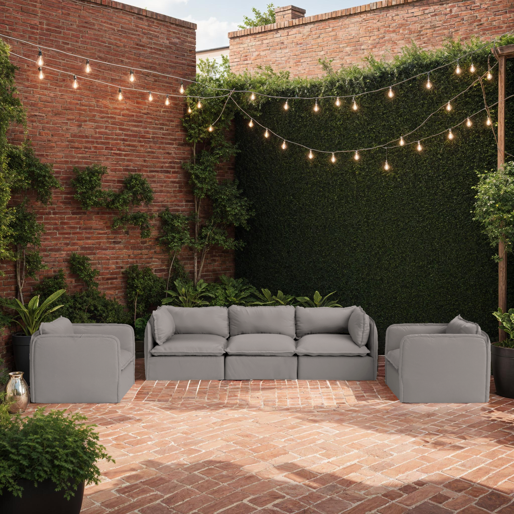 Modular Outdoor Washable 4-Seater | Nano Slubweave in Haze Gray