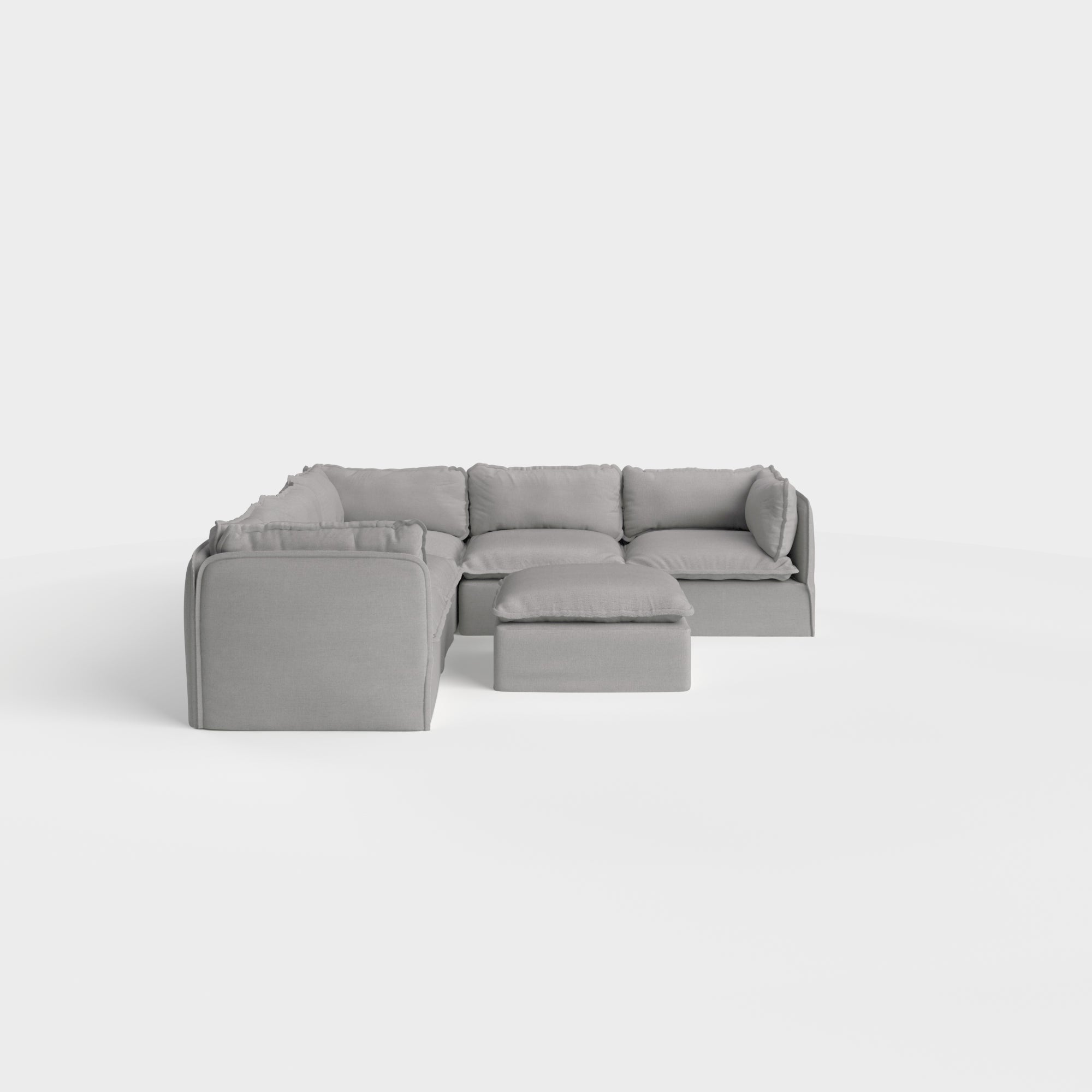 Modular Outdoor Washable 5-Seater Corner Sectional + Ottoman | Classic Canvas in Stone Gray