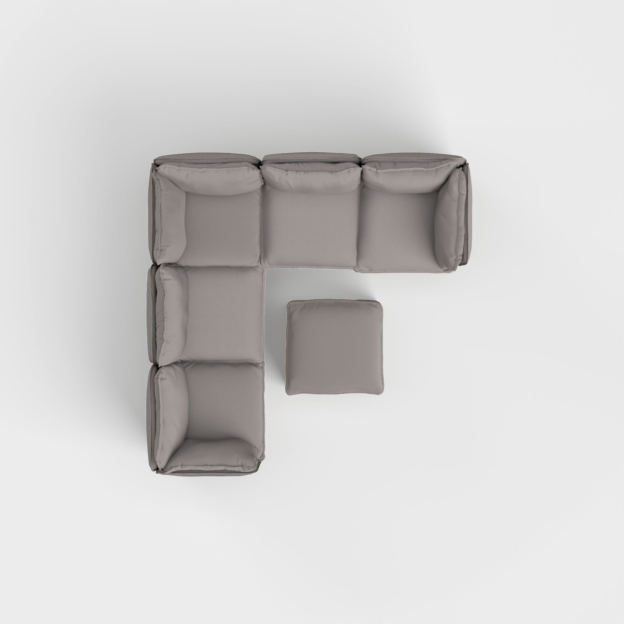 Modular Outdoor Washable 5-Seater Corner Sectional + Ottoman | Nano Slubweave in Haze Gray