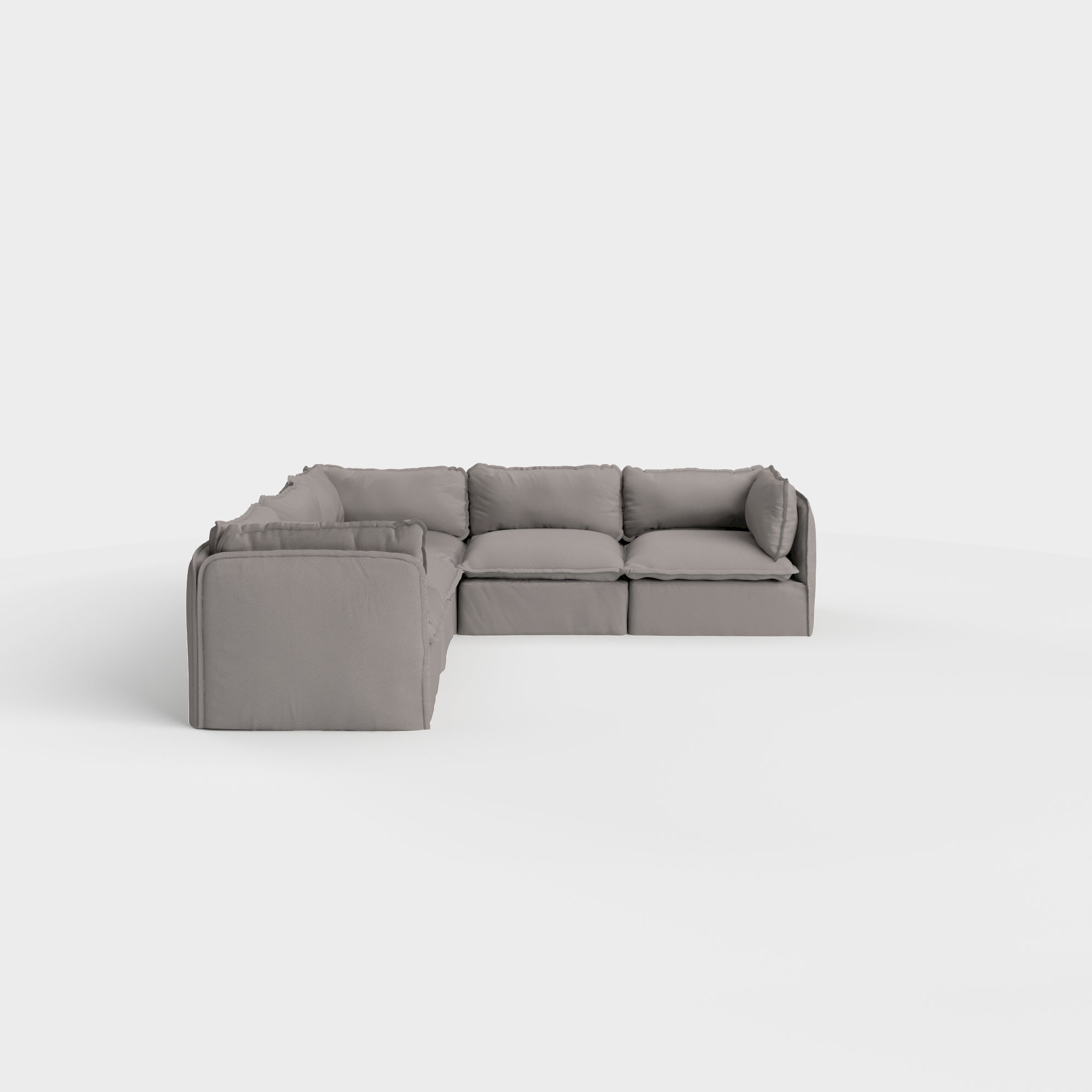 Modular Outdoor Washable 5-Seater Corner Sectional | Nano Slubweave in Haze Gray