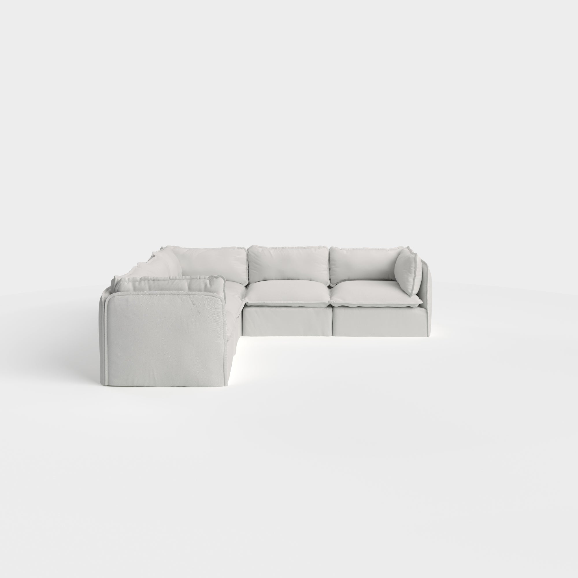 Modular Outdoor Washable 5-Seater Corner Sectional | Nano Slubweave in Mist