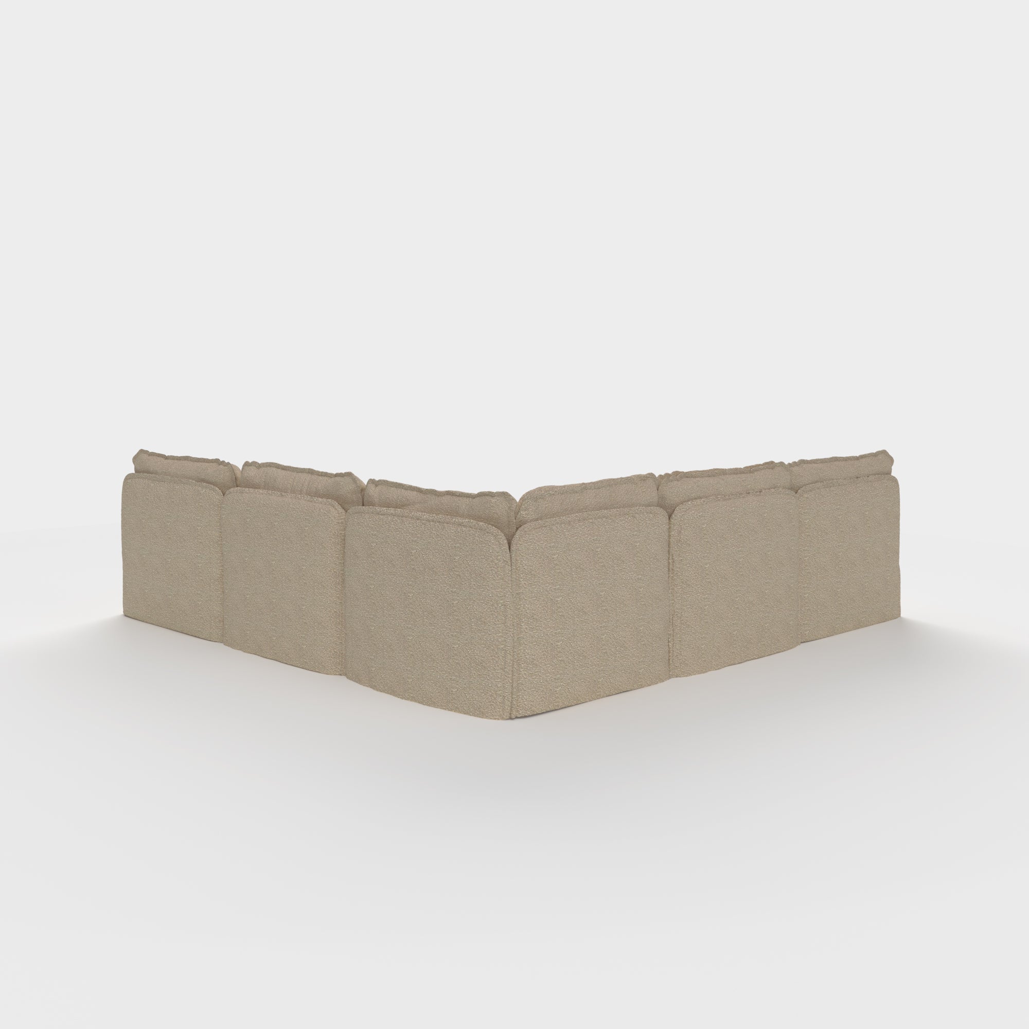 Modular Outdoor Washable 5-Seater Open-Ends Corner Sectional + Ottoman | Alfresco Boucle in Cashew