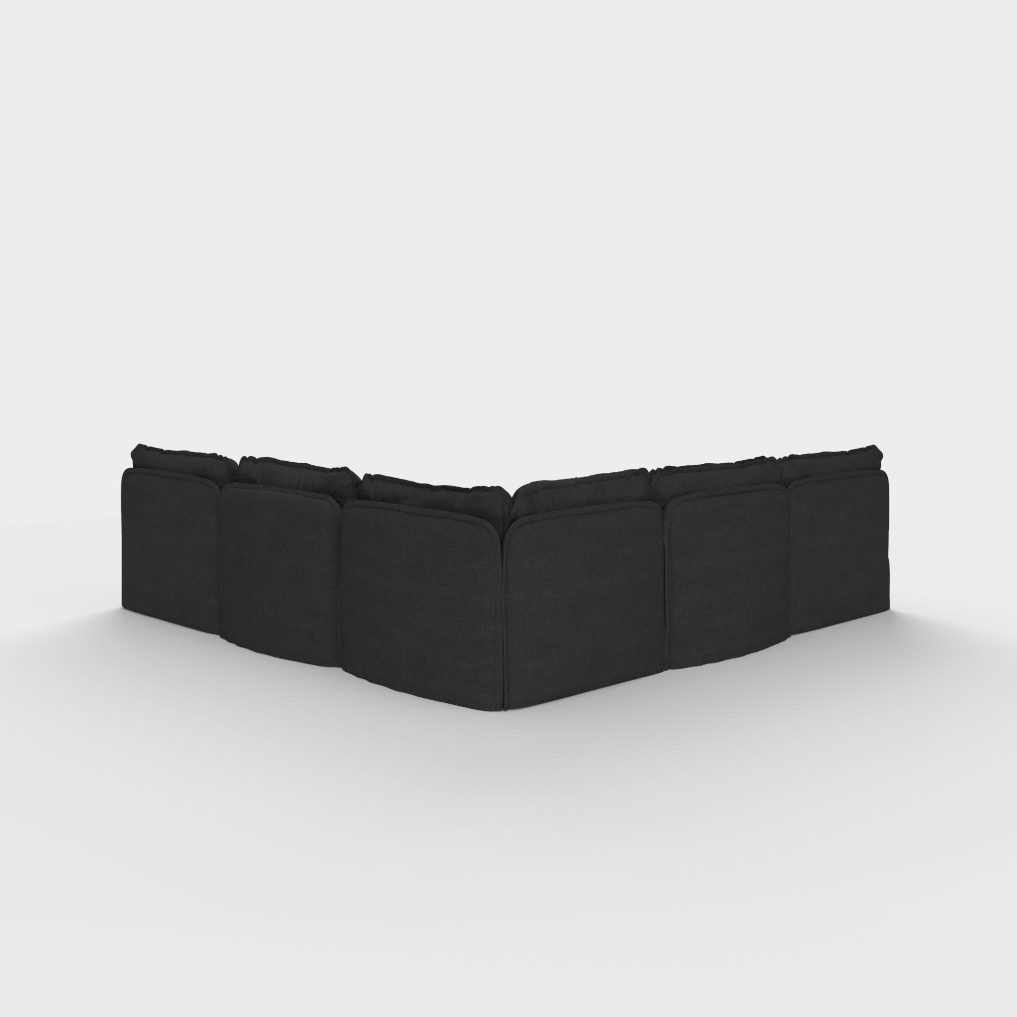 Modular Outdoor Washable 5-Seater Open-Ends Corner Sectional + Ottoman | Classic Canvas in Charcoal