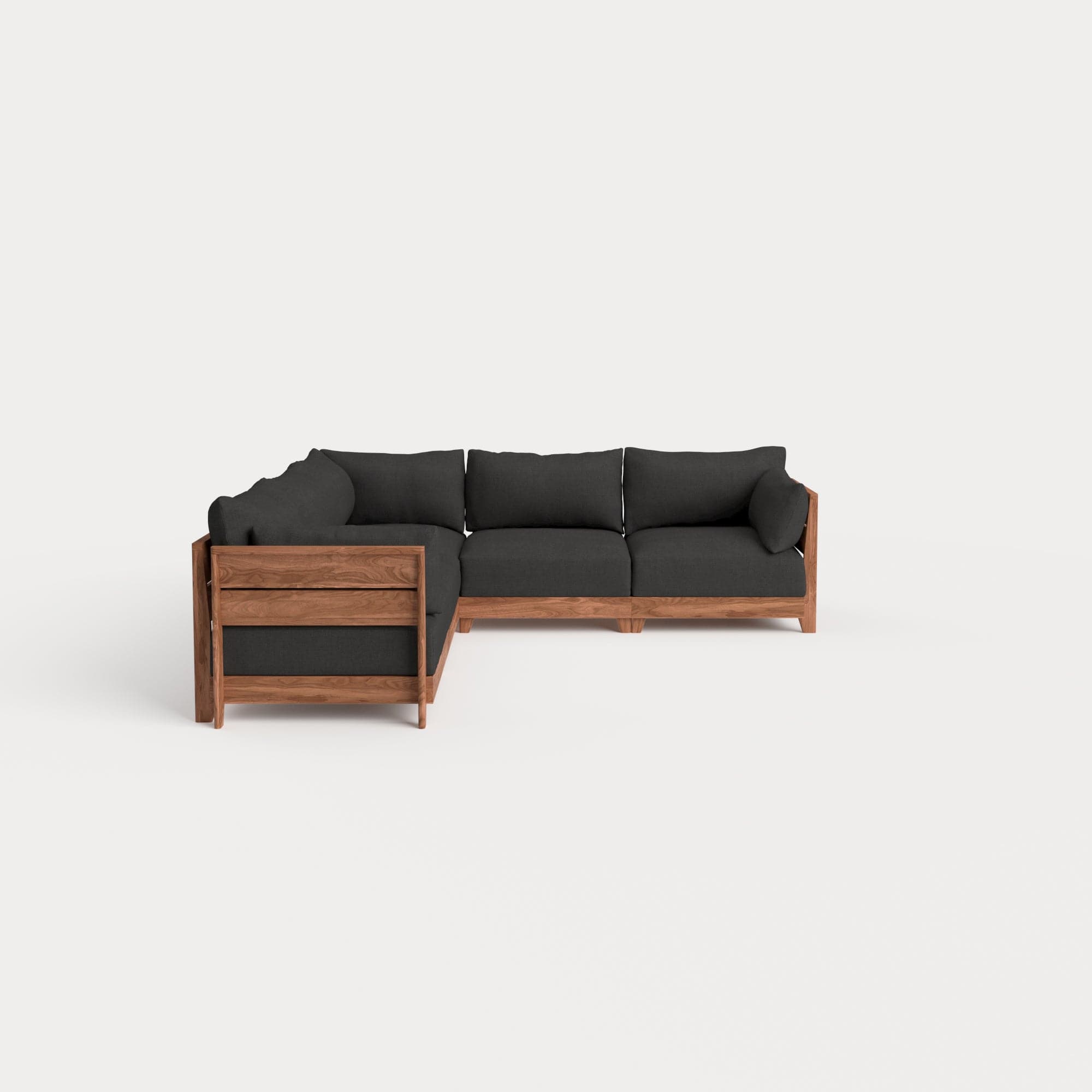 Dwell™ Modular Teak Outdoor 5-Seater L-Sectional | Classic Canvas in Charcoal