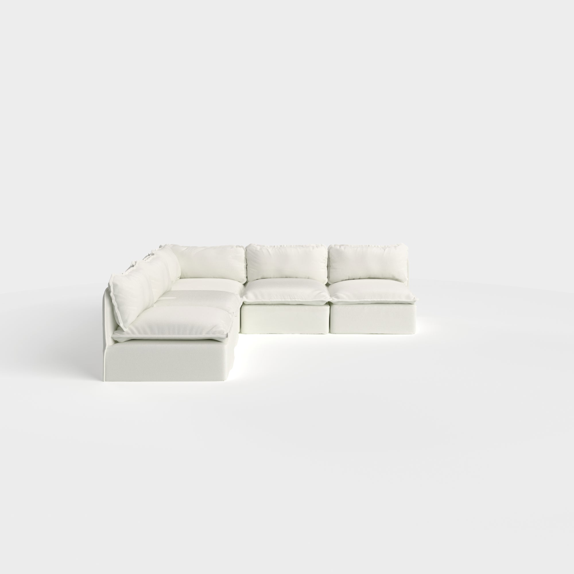 Modular Outdoor Washable 5-Seater Open-Ends Corner Sectional | Classic Canvas in Cloud
