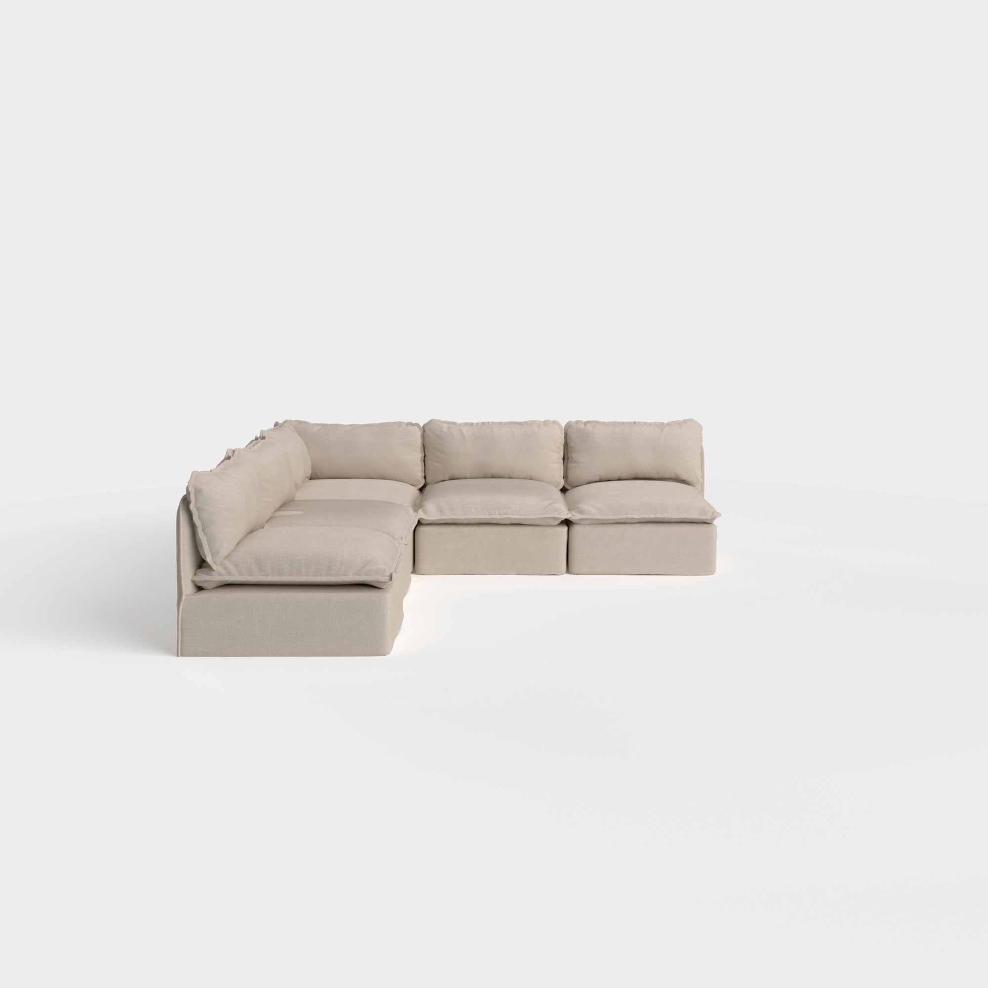 Modular Outdoor Washable 5-Seater Open-Ends Corner Sectional | Classic Canvas in Sand