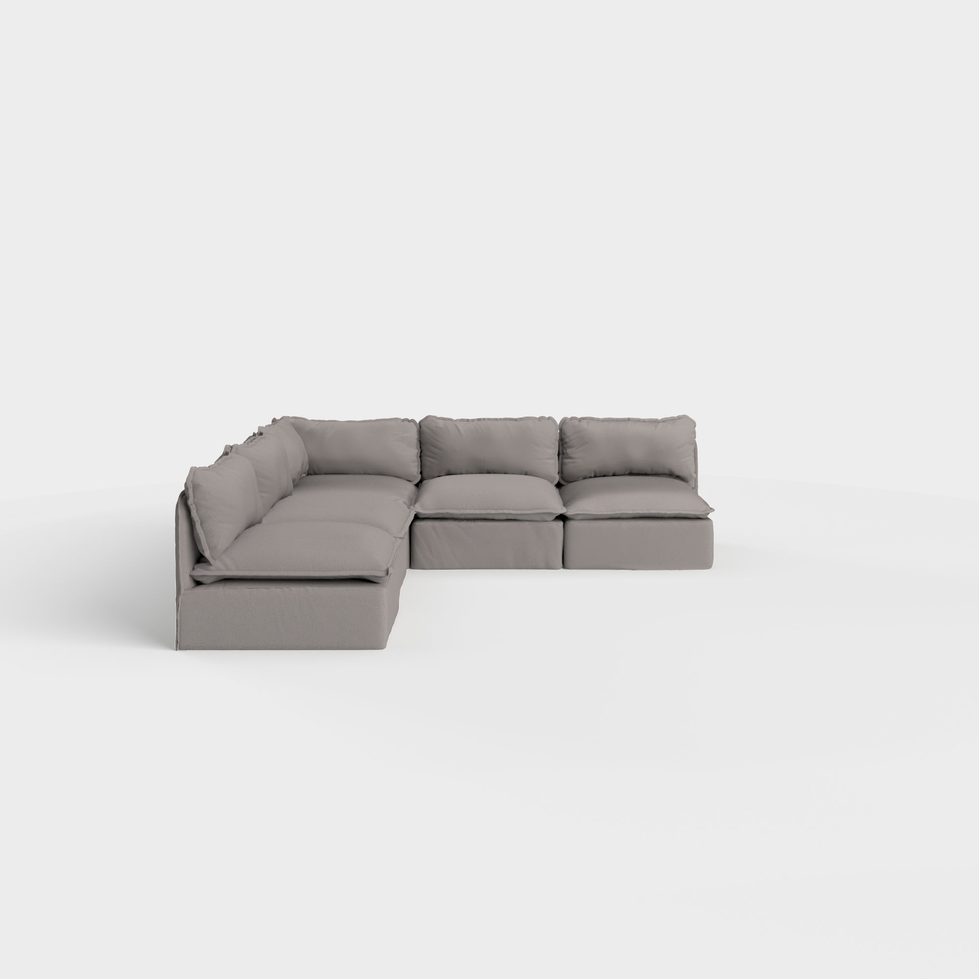 Modular Outdoor Washable 5-Seater Open-Ends Corner Sectional | Nano Slubweave in Haze Gray