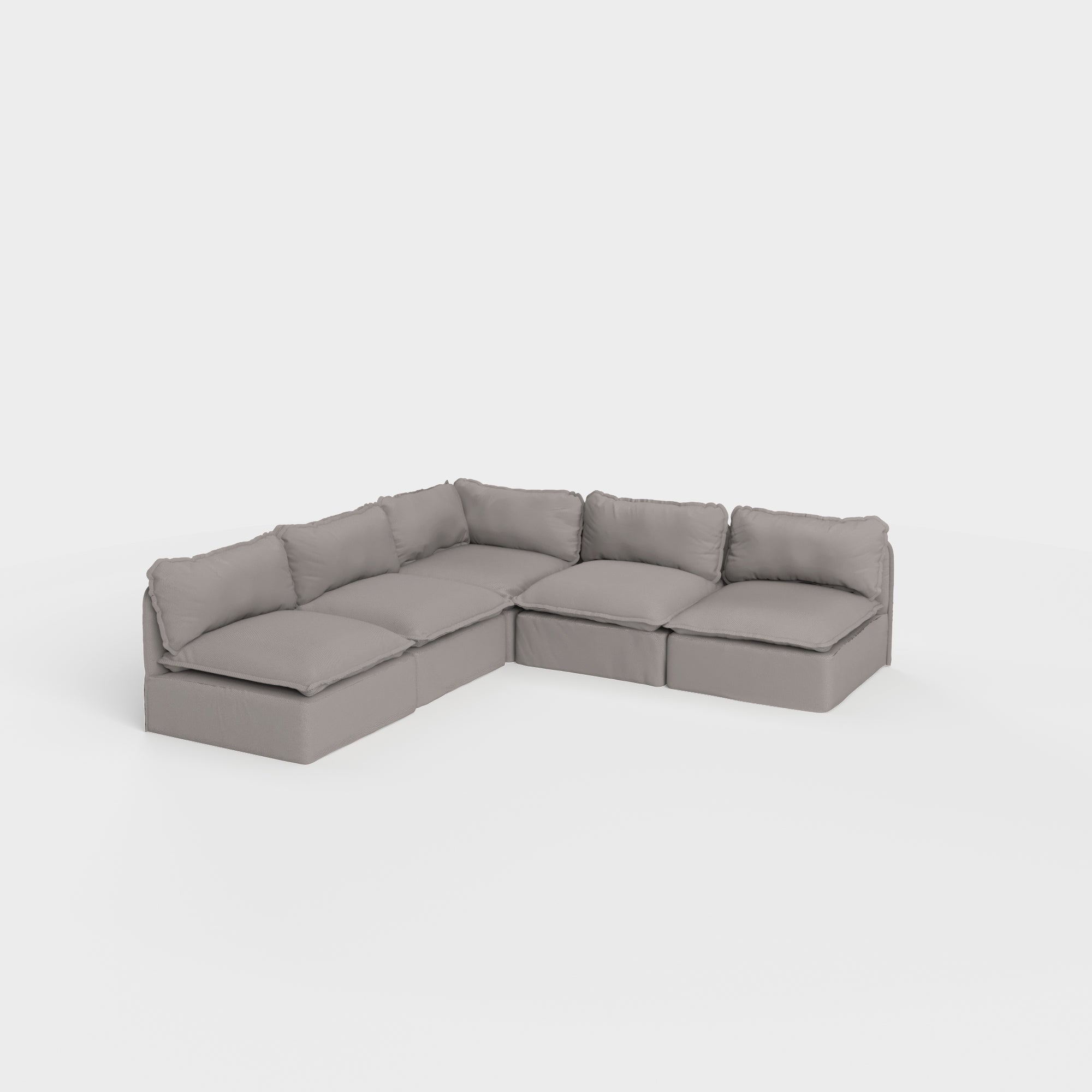 Modular Outdoor Washable 5-Seater Open-Ends Corner Sectional | Nano Slubweave in Haze Gray