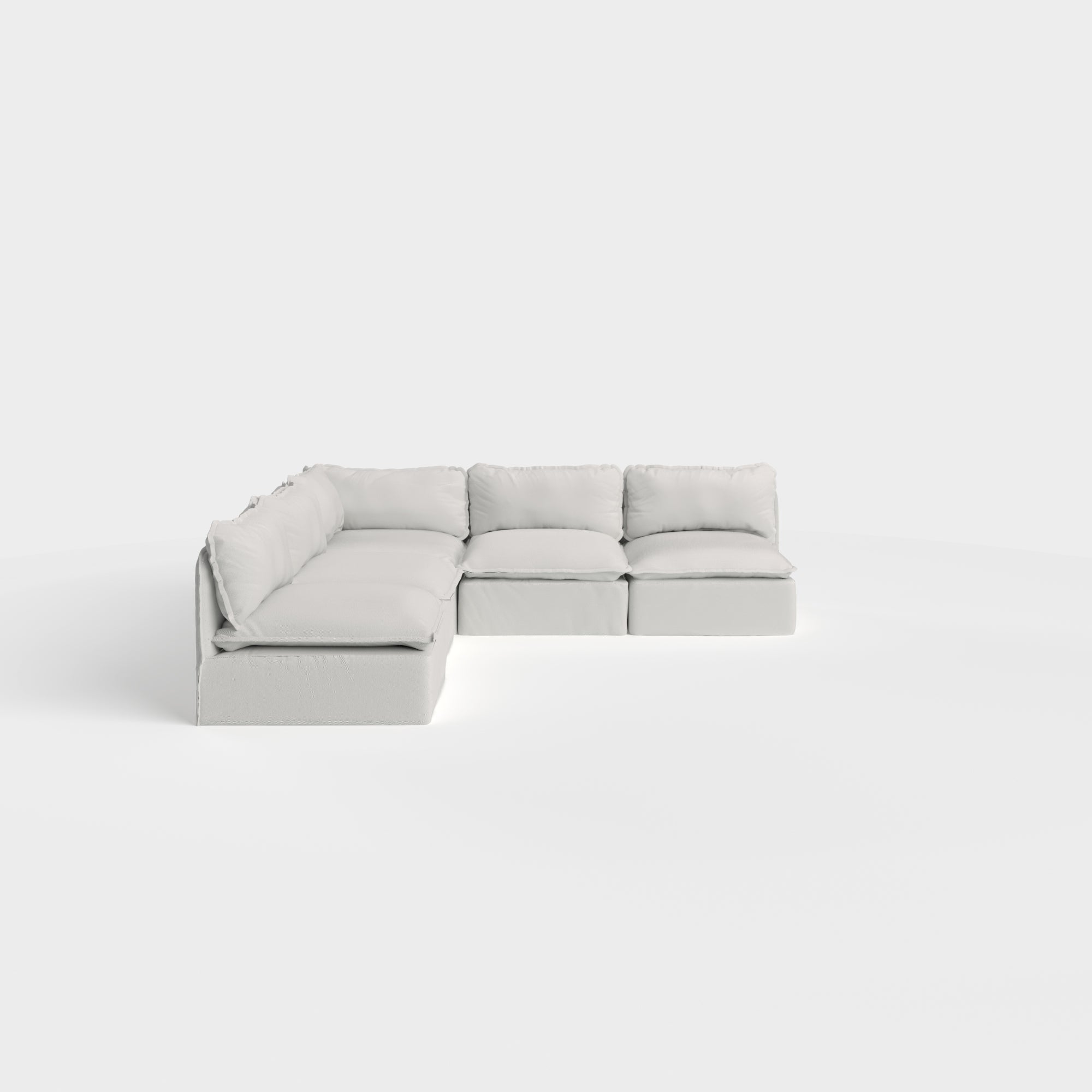 Modular Outdoor Washable 5-Seater Open-Ends Corner Sectional | Nano Slubweave in Mist
