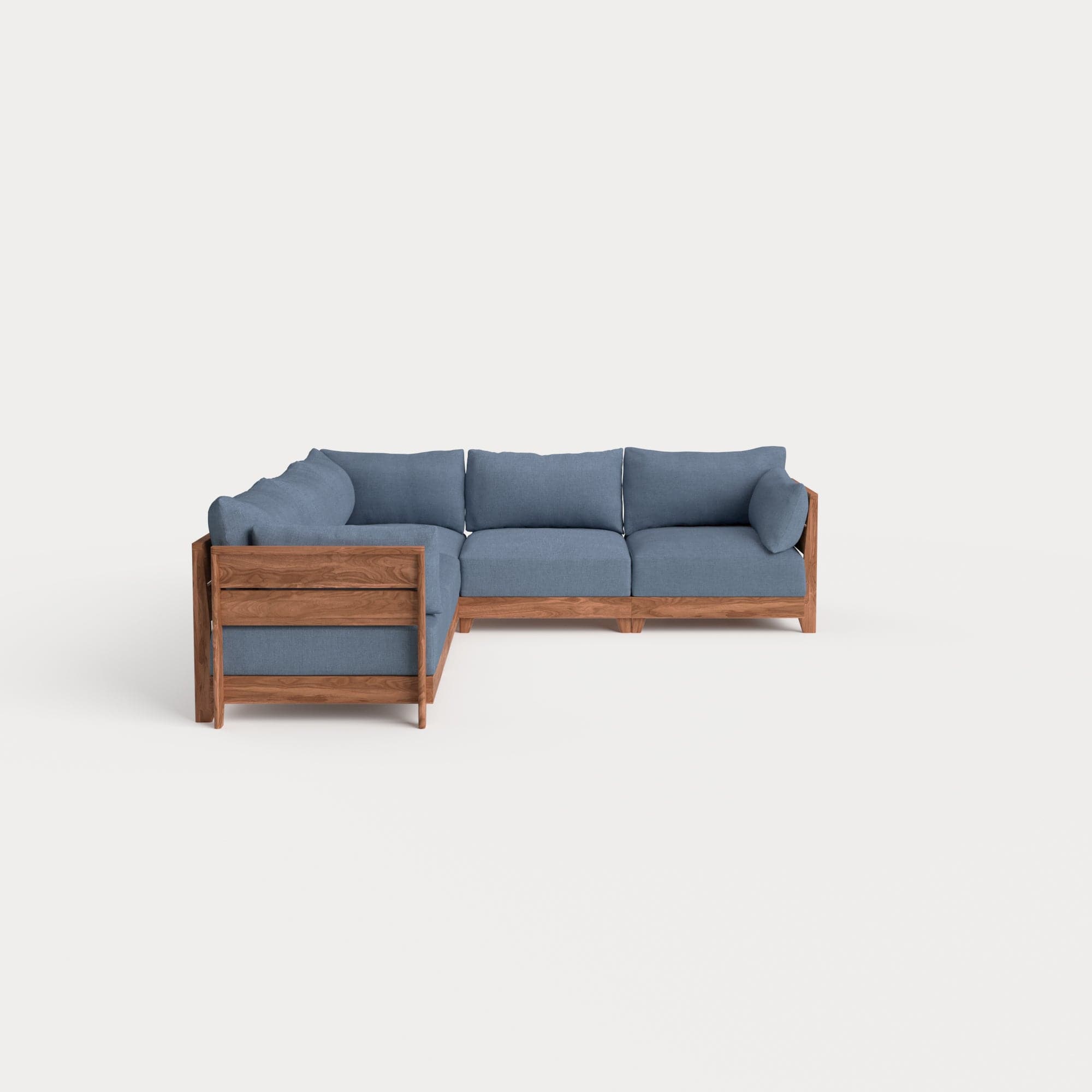 Dwell™ Modular Teak Outdoor 5-Seater L-Sectional | Classic Canvas in Ocean