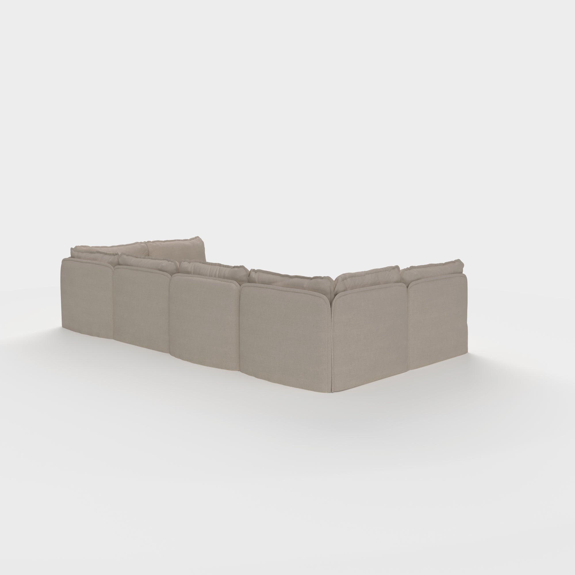 Modular Outdoor Washable 6-Seater Open-Ends U-Sectional + Ottoman | Classic Canvas in Sand