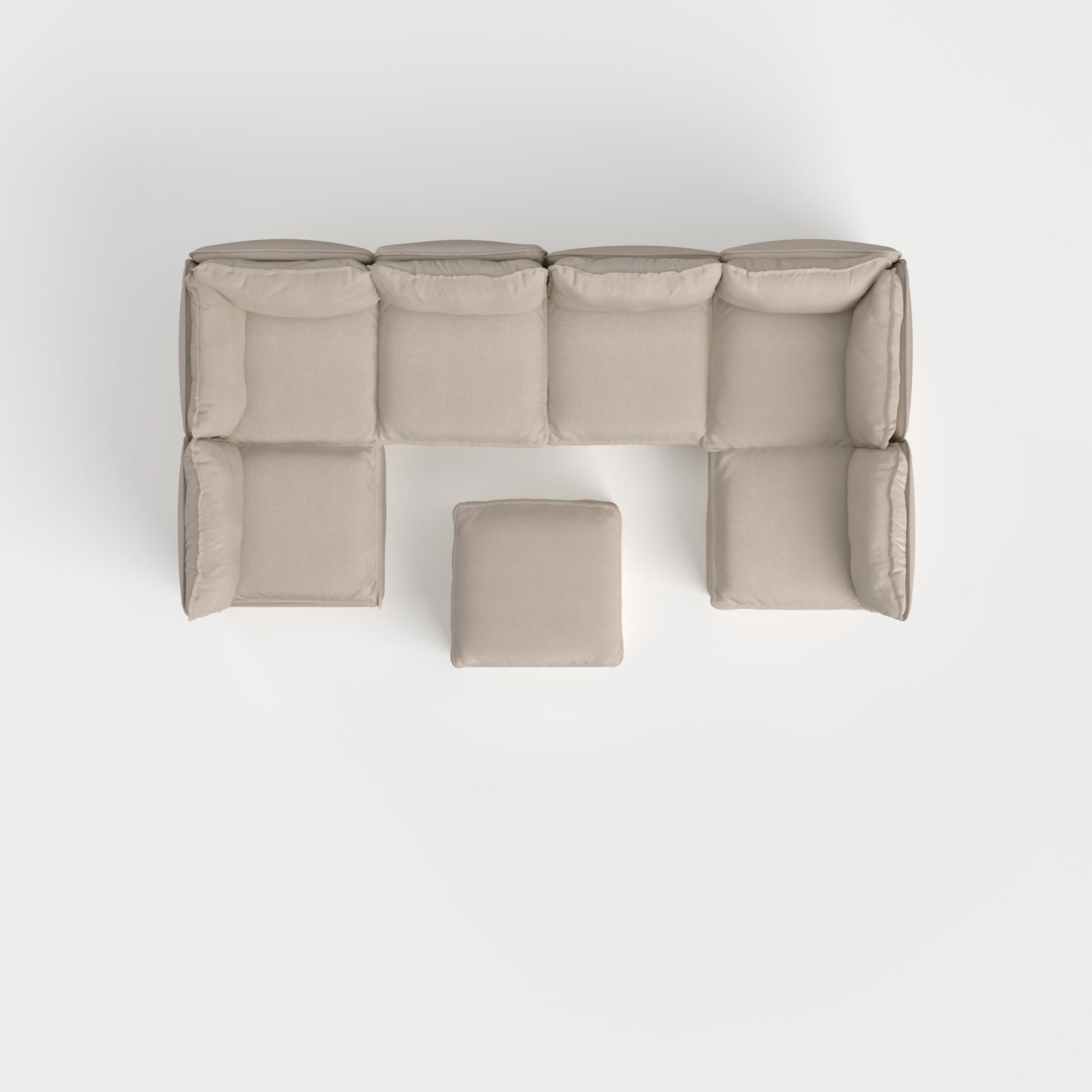 Modular Outdoor Washable 6-Seater Open-Ends U-Sectional + Ottoman | Classic Canvas in Sand