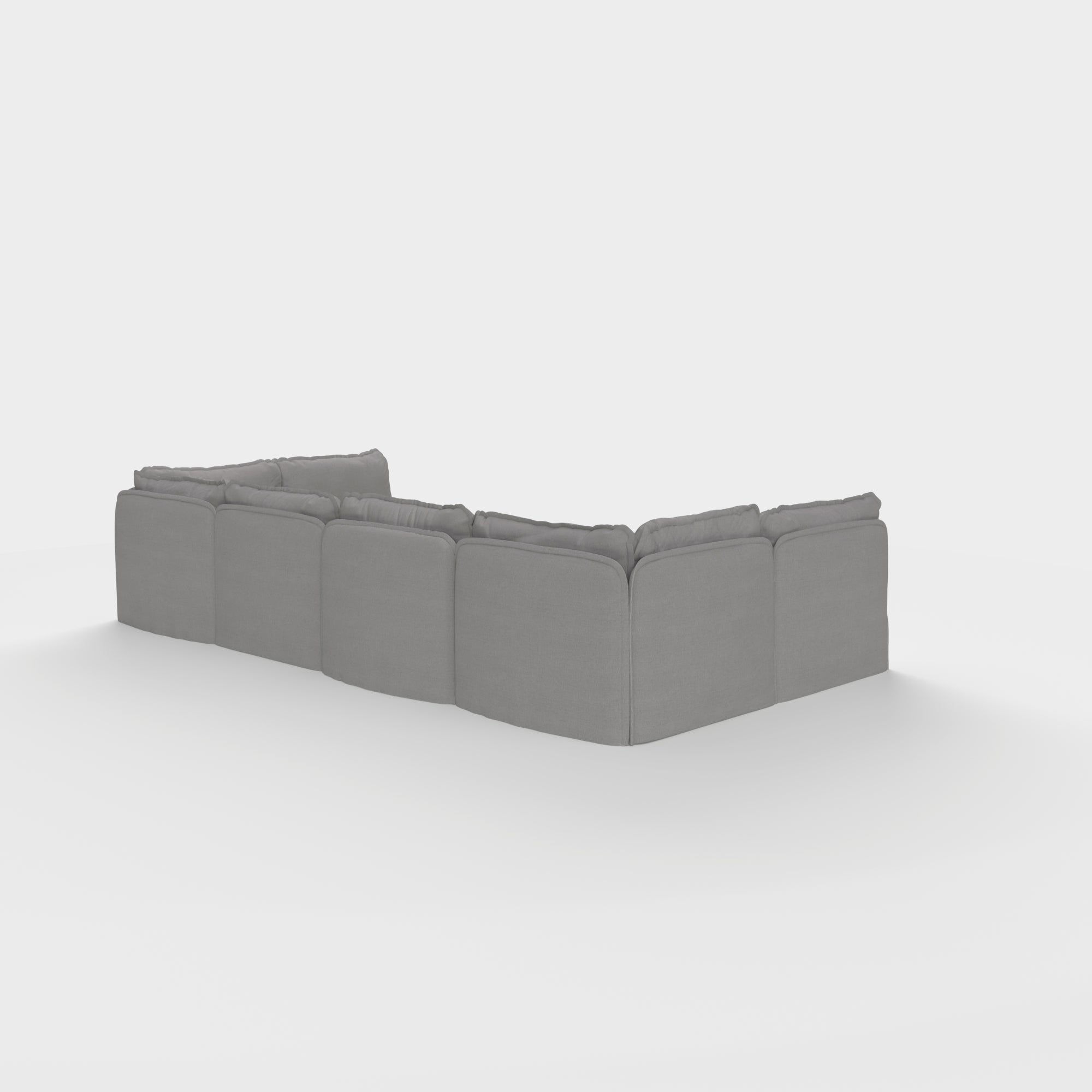 Modular Outdoor Washable 6-Seater Open-Ends U-Sectional + Ottoman | Classic Canvas in Stone Gray