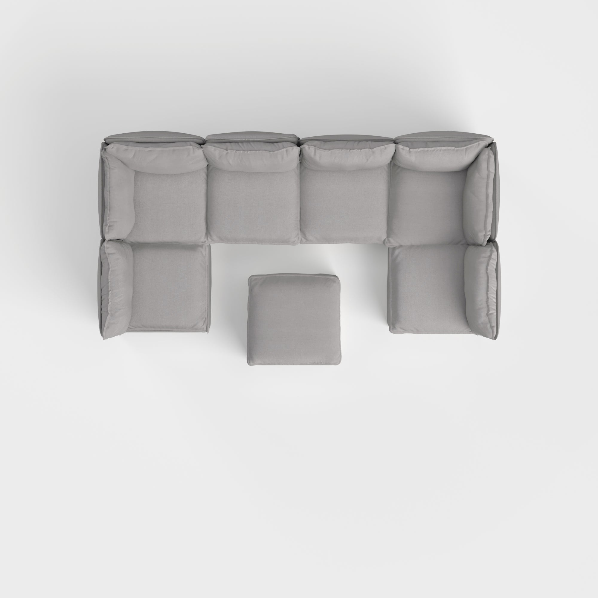 Modular Outdoor Washable 6-Seater Open-Ends U-Sectional + Ottoman | Classic Canvas in Stone Gray