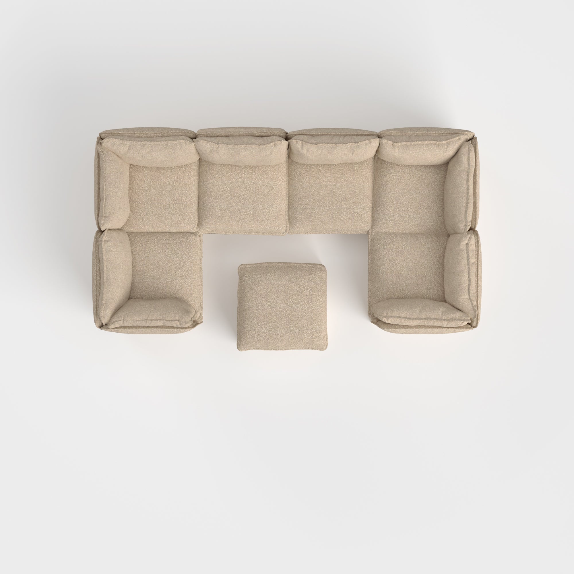Modular Outdoor Washable 6-Seater U-Sectional + Ottoman | Alfresco Boucle in Cashew