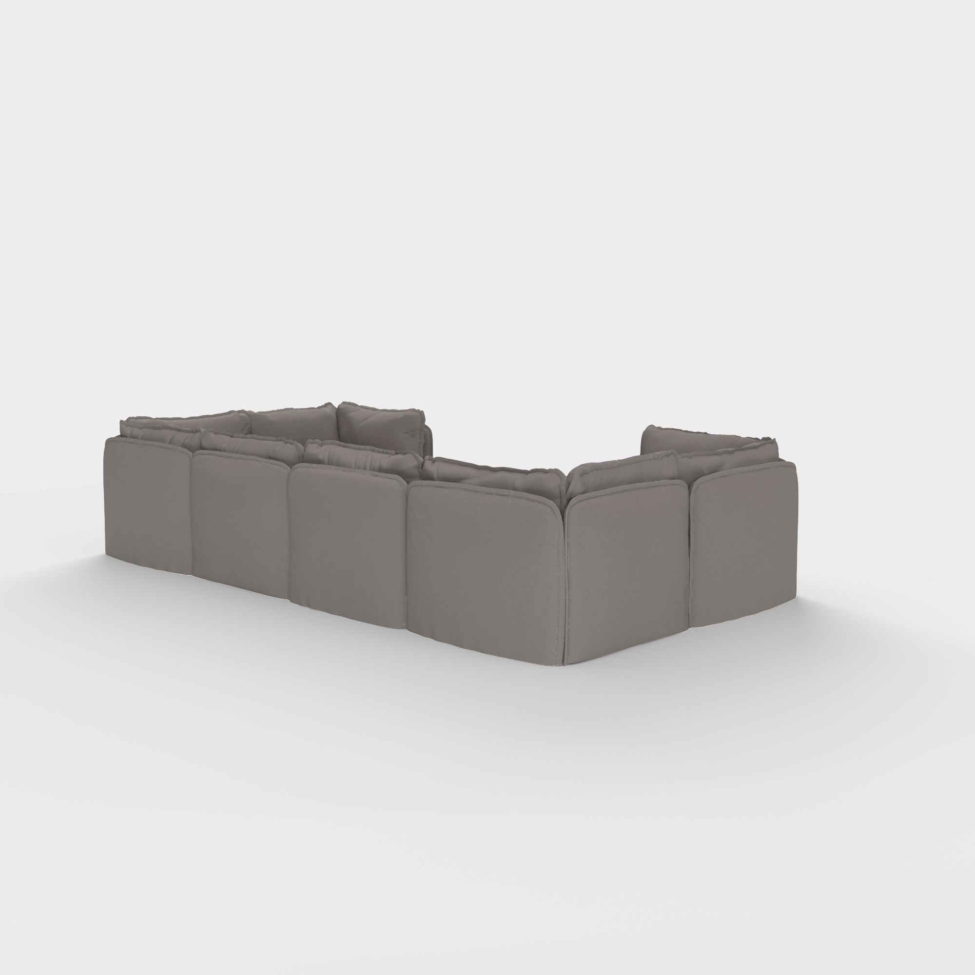 Modular Outdoor Washable 6-Seater U-Sectional + Ottoman | Nano Slubweave in Haze Gray