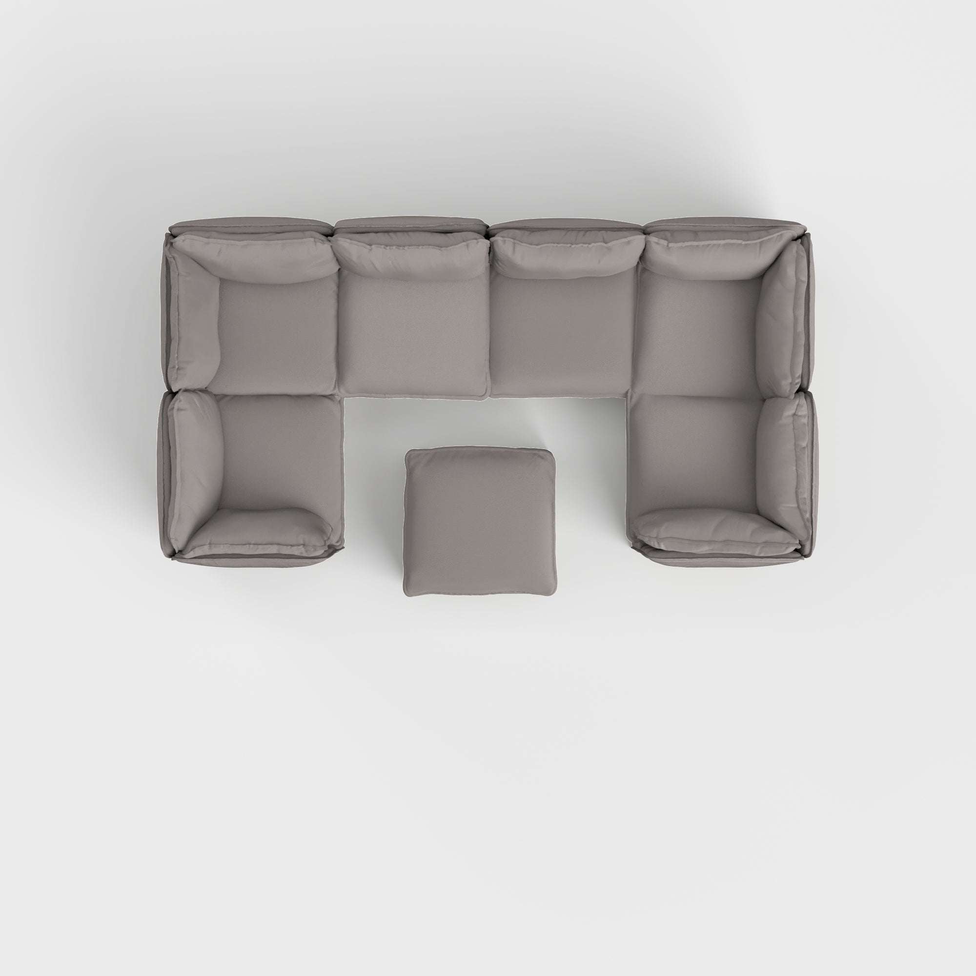 Modular Outdoor Washable 6-Seater U-Sectional + Ottoman | Nano Slubweave in Haze Gray