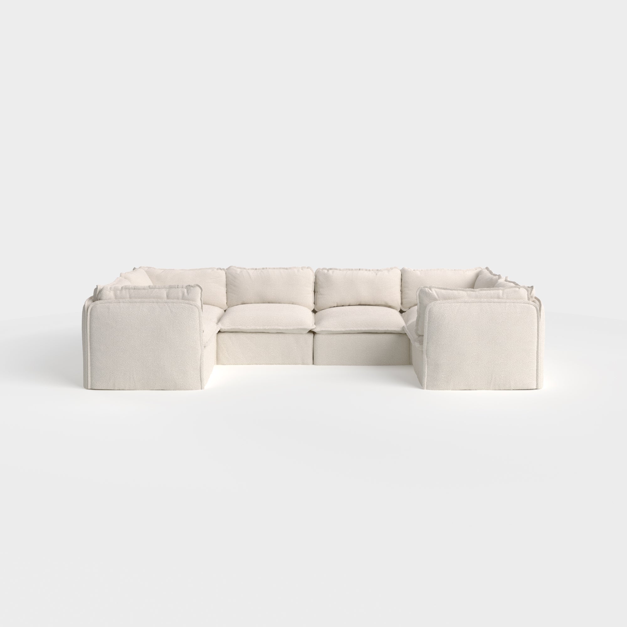 Modular Outdoor Washable 6-Seater U-Sectional | Alfresco Boucle in Creme
