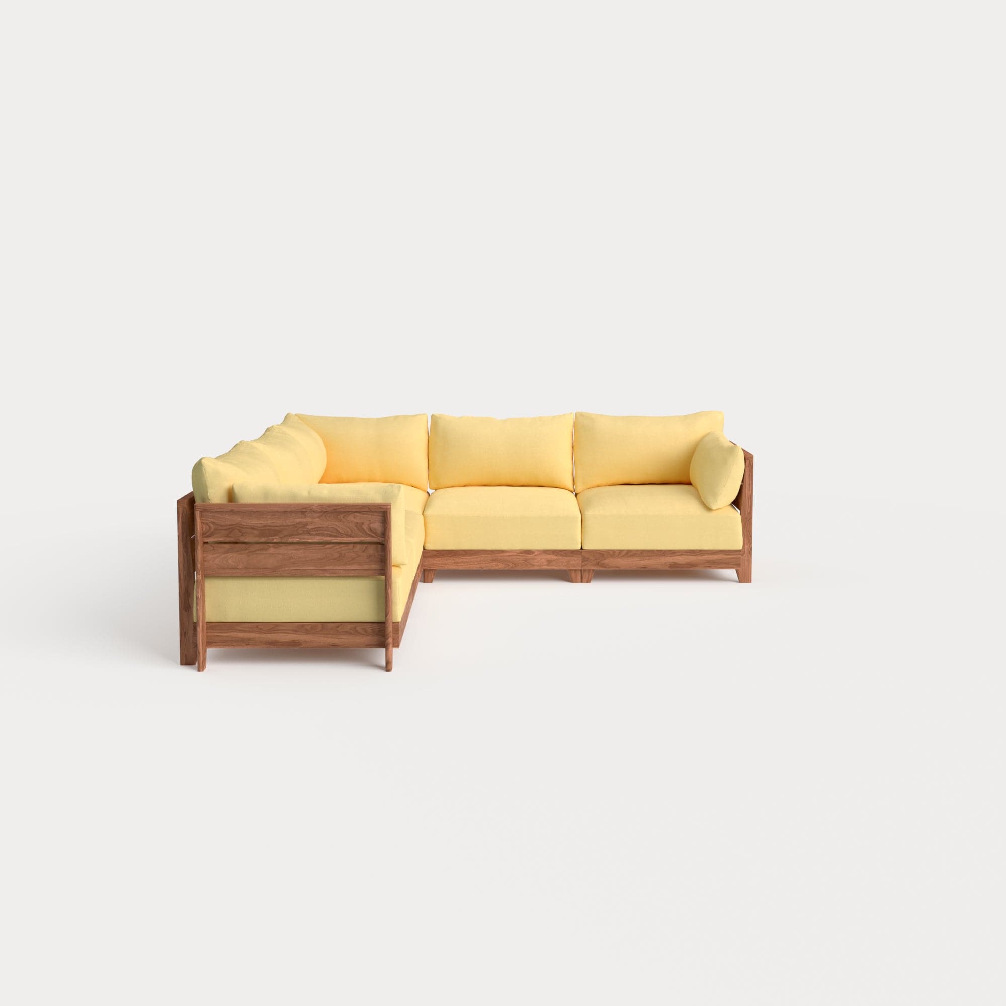Dwell™ Modular Teak Outdoor 5-Seater L-Sectional | Classic Canvas in Sun