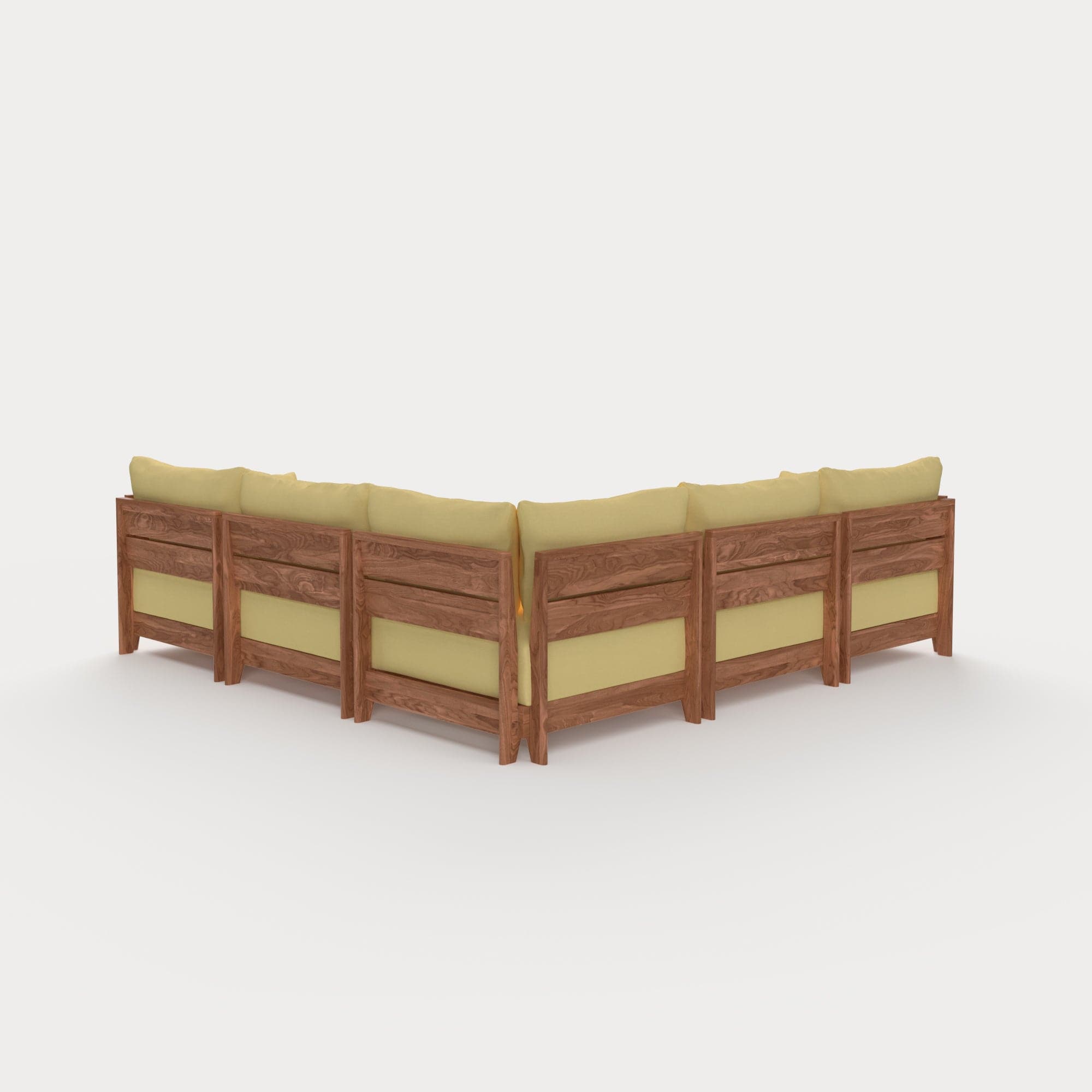 Dwell™ Modular Teak Outdoor 5-Seater L-Sectional | Classic Canvas in Sun