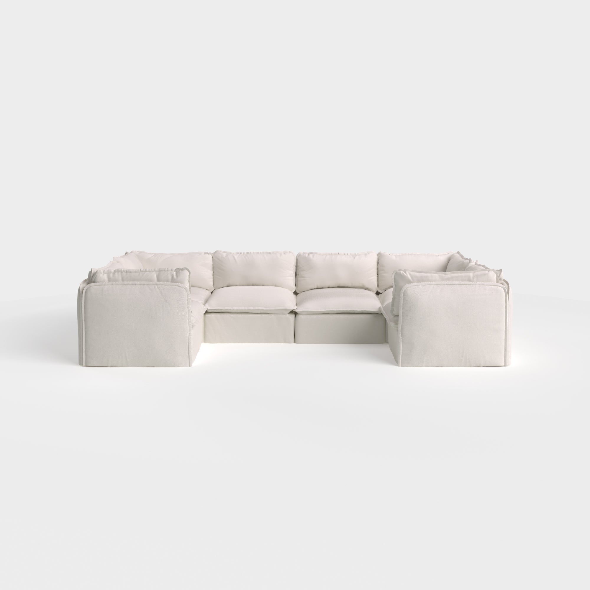 Modular Outdoor Washable 6-Seater U-Sectional | Nano Slubweave in Chai