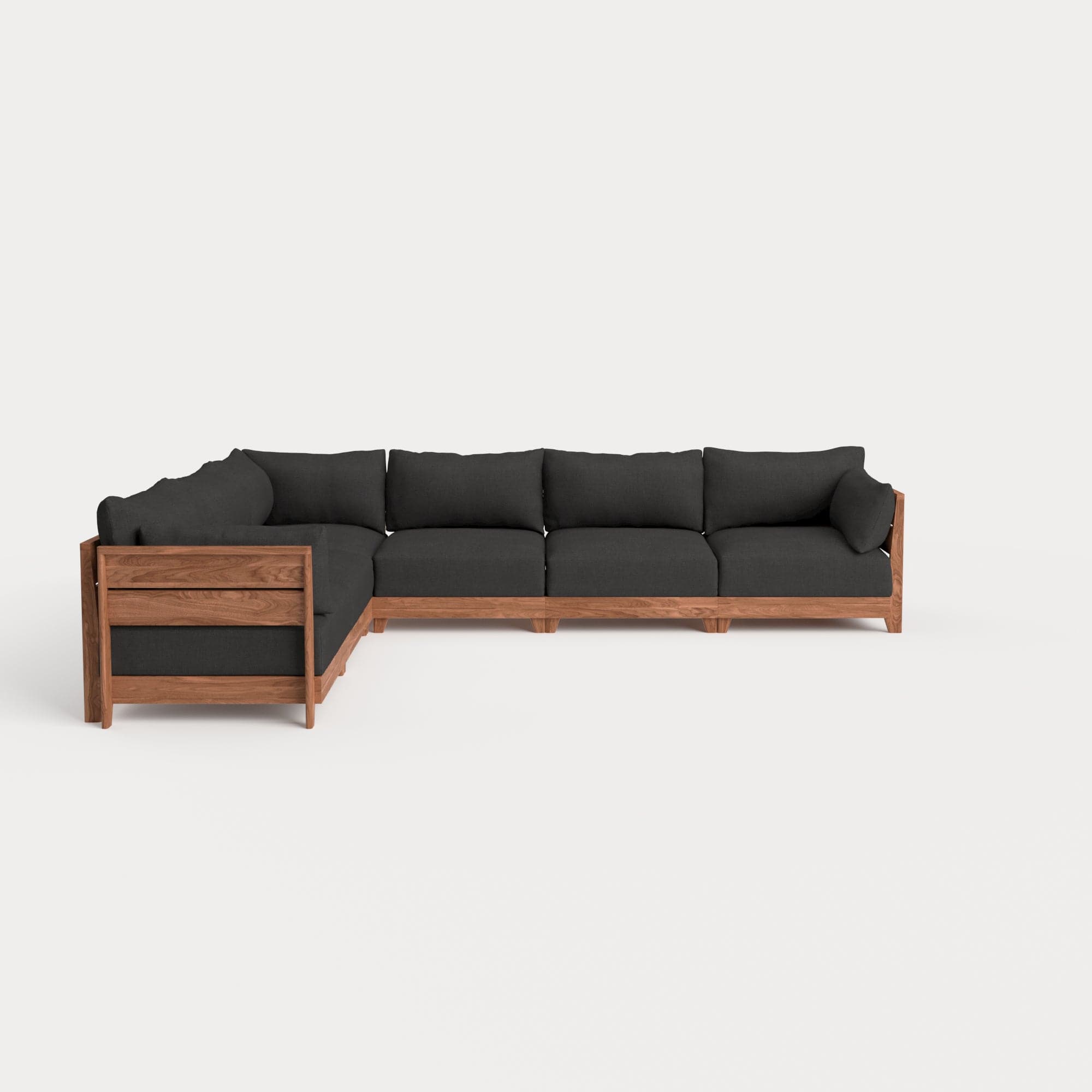 Dwell™ Modular Teak Outdoor 6-Seater L-Sectional | Classic Canvas in Charcoal