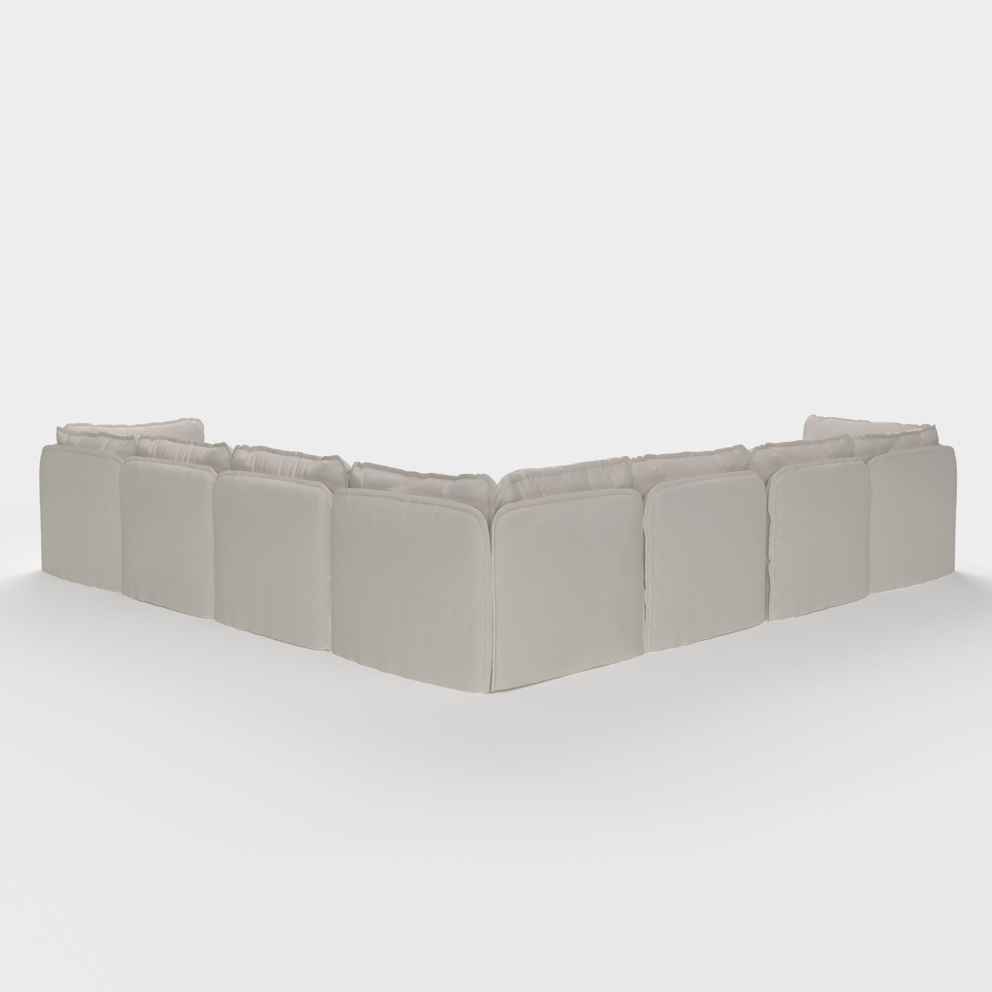 Modular Outdoor Washable 7-Seater Corner Sectional + Bench Ottoman | Nano Slubweave in Chai