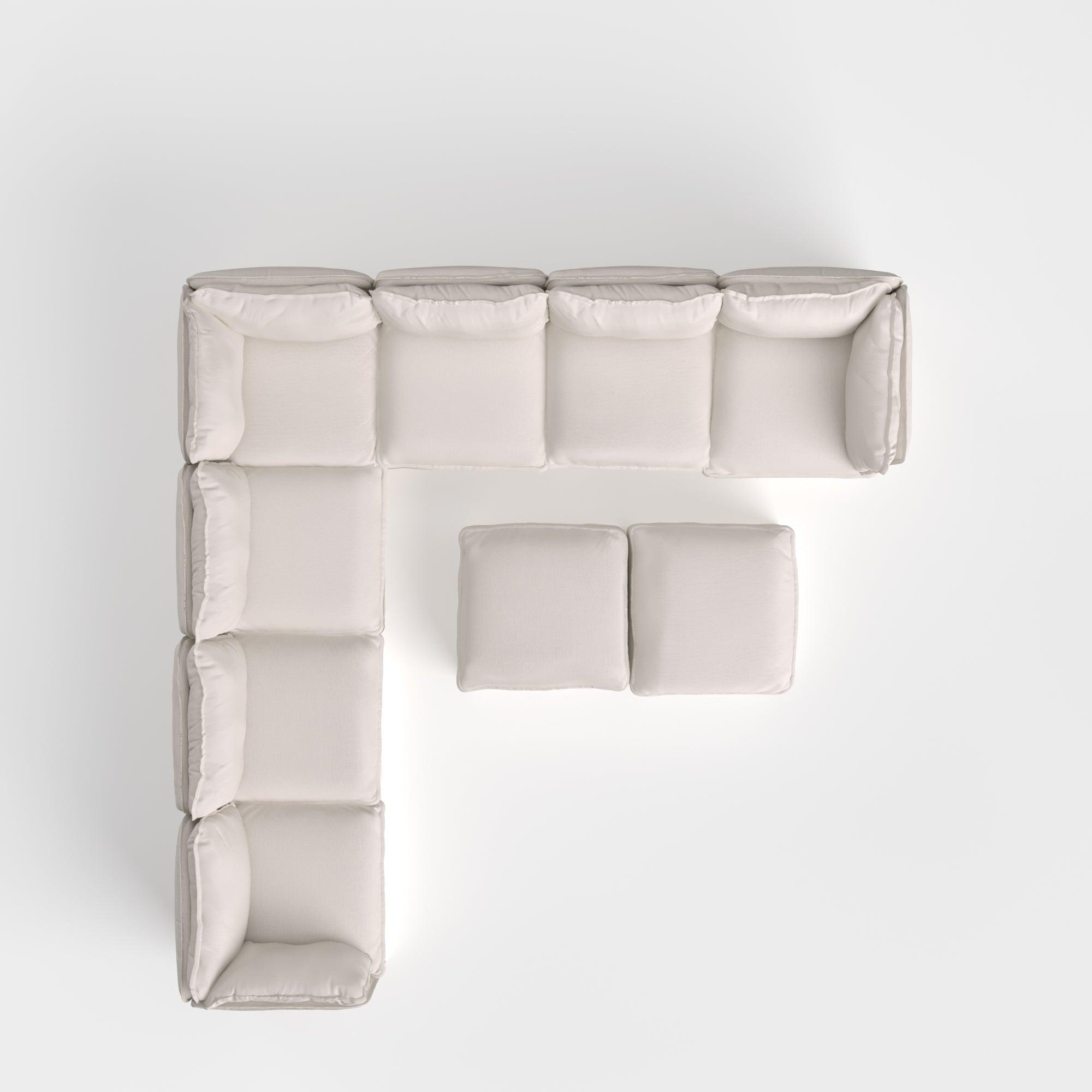 Modular Outdoor Washable 7-Seater Corner Sectional + Bench Ottoman | Nano Slubweave in Chai