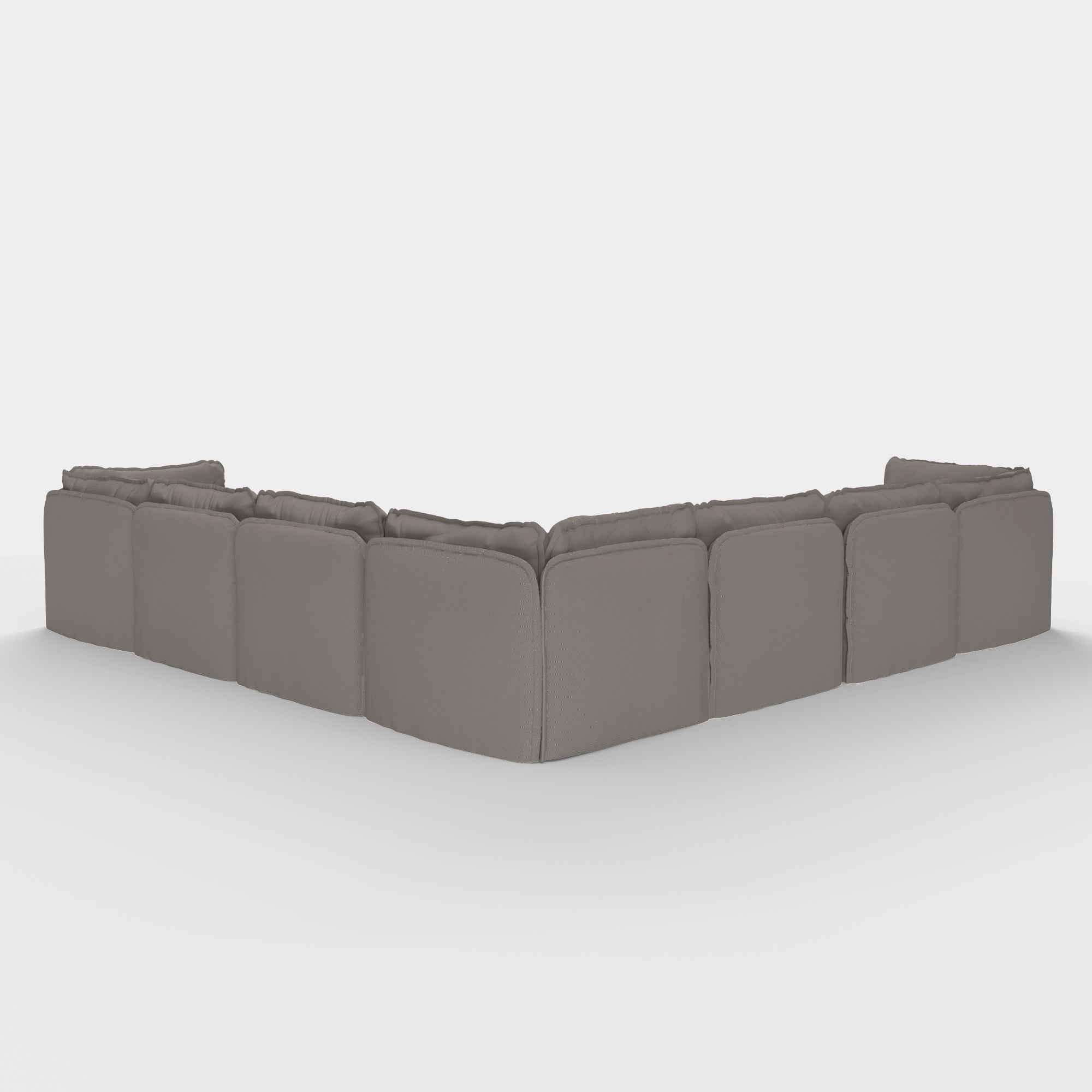 Modular Outdoor Washable 7-Seater Corner Sectional + Bench Ottoman | Nano Slubweave in Haze Gray