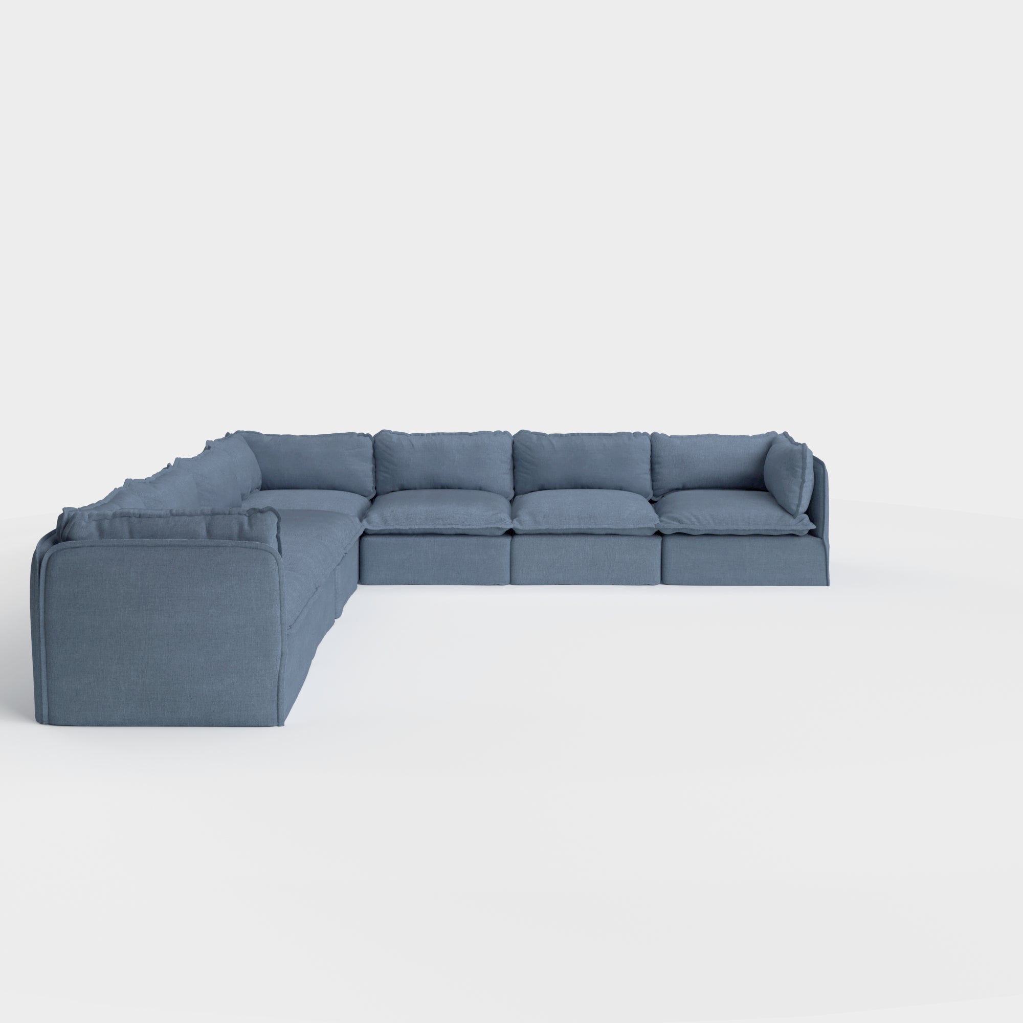Modular Outdoor Washable 7-Seater Corner Sectional | Classic Canvas in Ocean