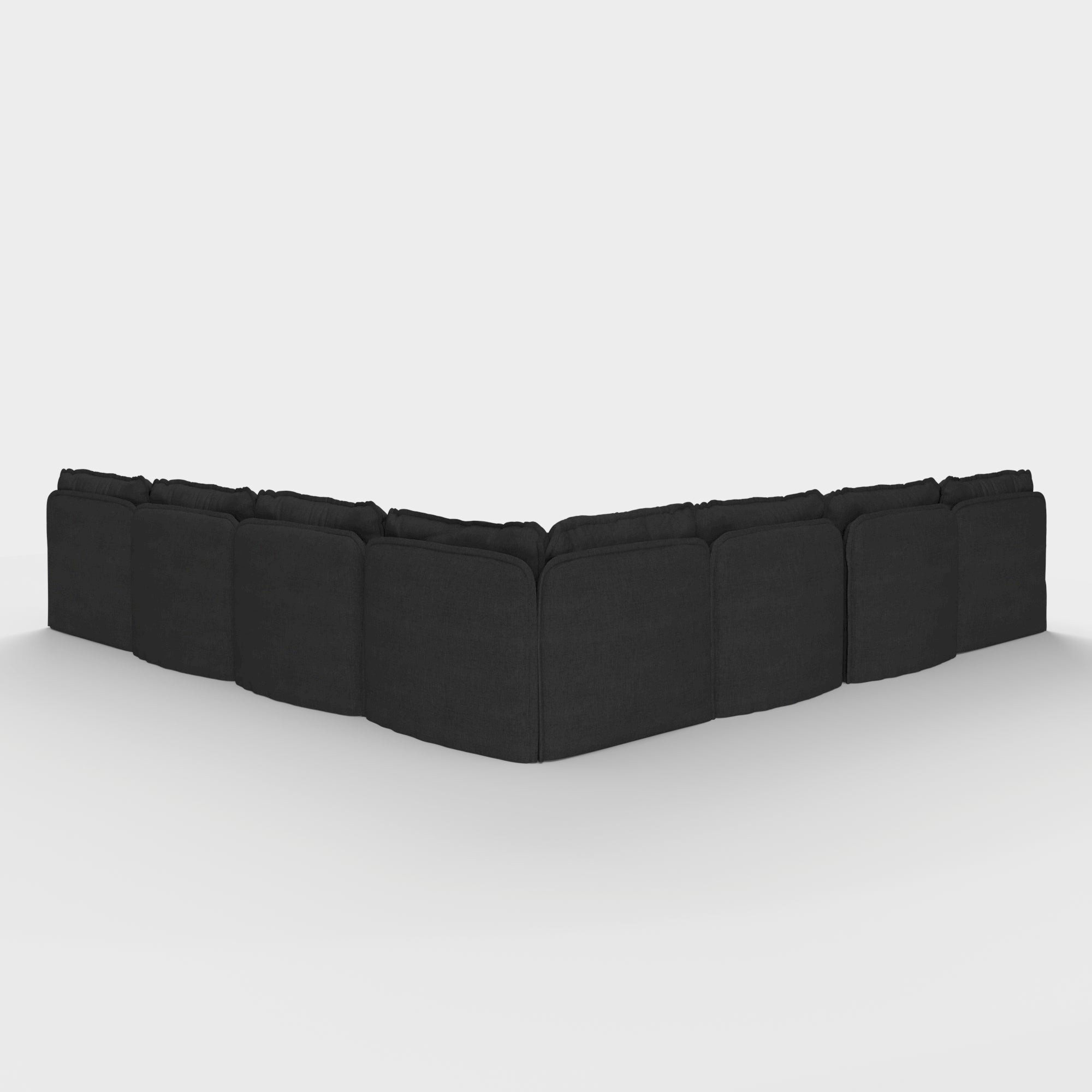 Modular Outdoor Washable 7-Seater Open-Ends Corner Sectional + Bench Ottoman | Classic Canvas in Charcoal