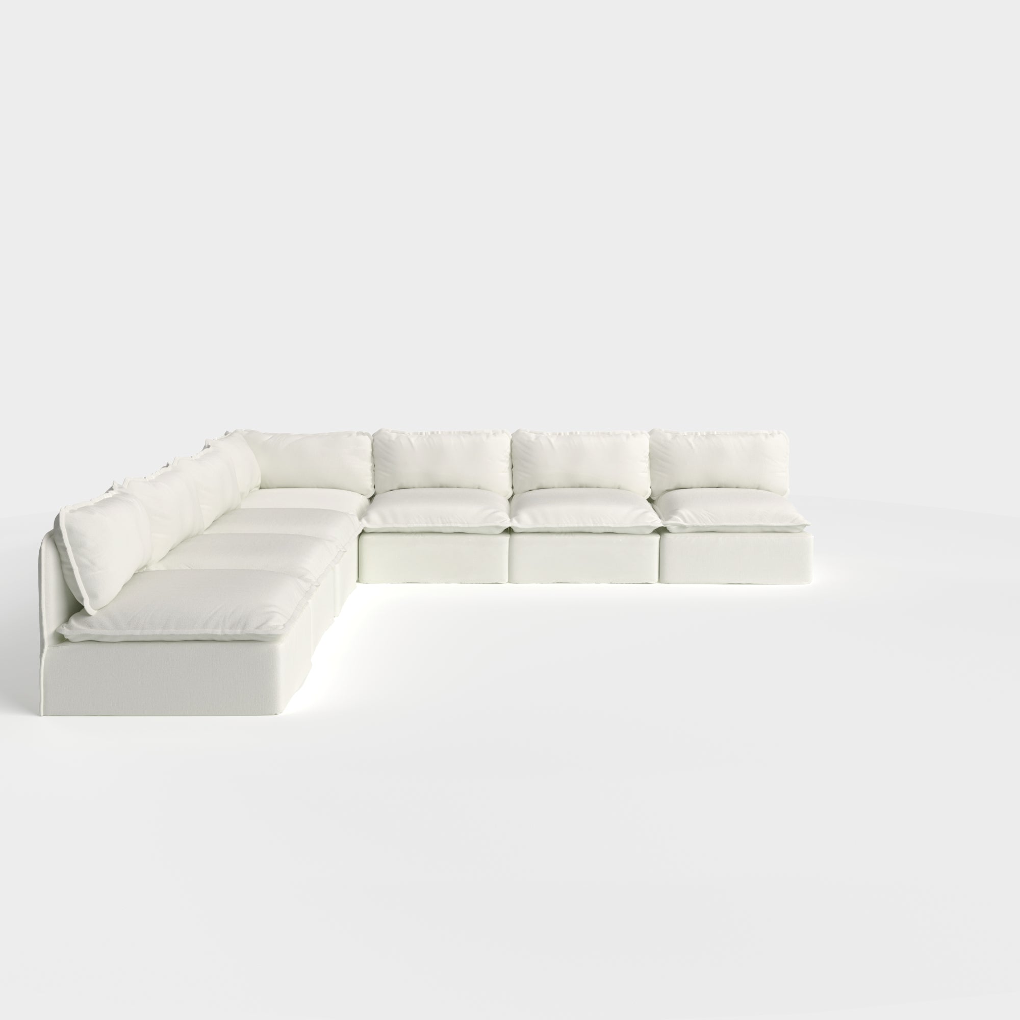Modular Outdoor Washable 7-Seater Open-Ends Corner Sectional | Classic Canvas in Cloud