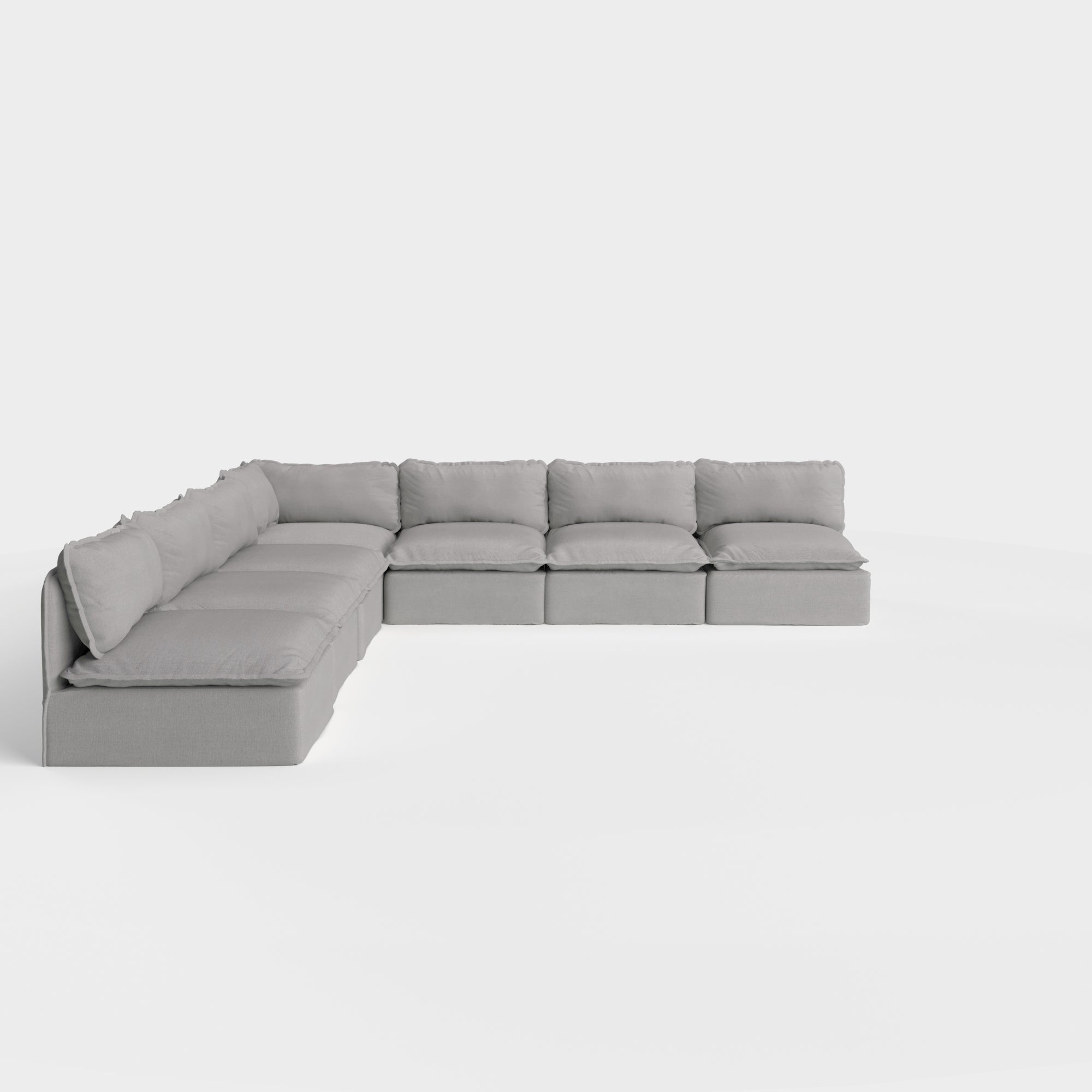 Modular Outdoor Washable 7-Seater Open-Ends Corner Sectional | Classic Canvas in Stone Gray