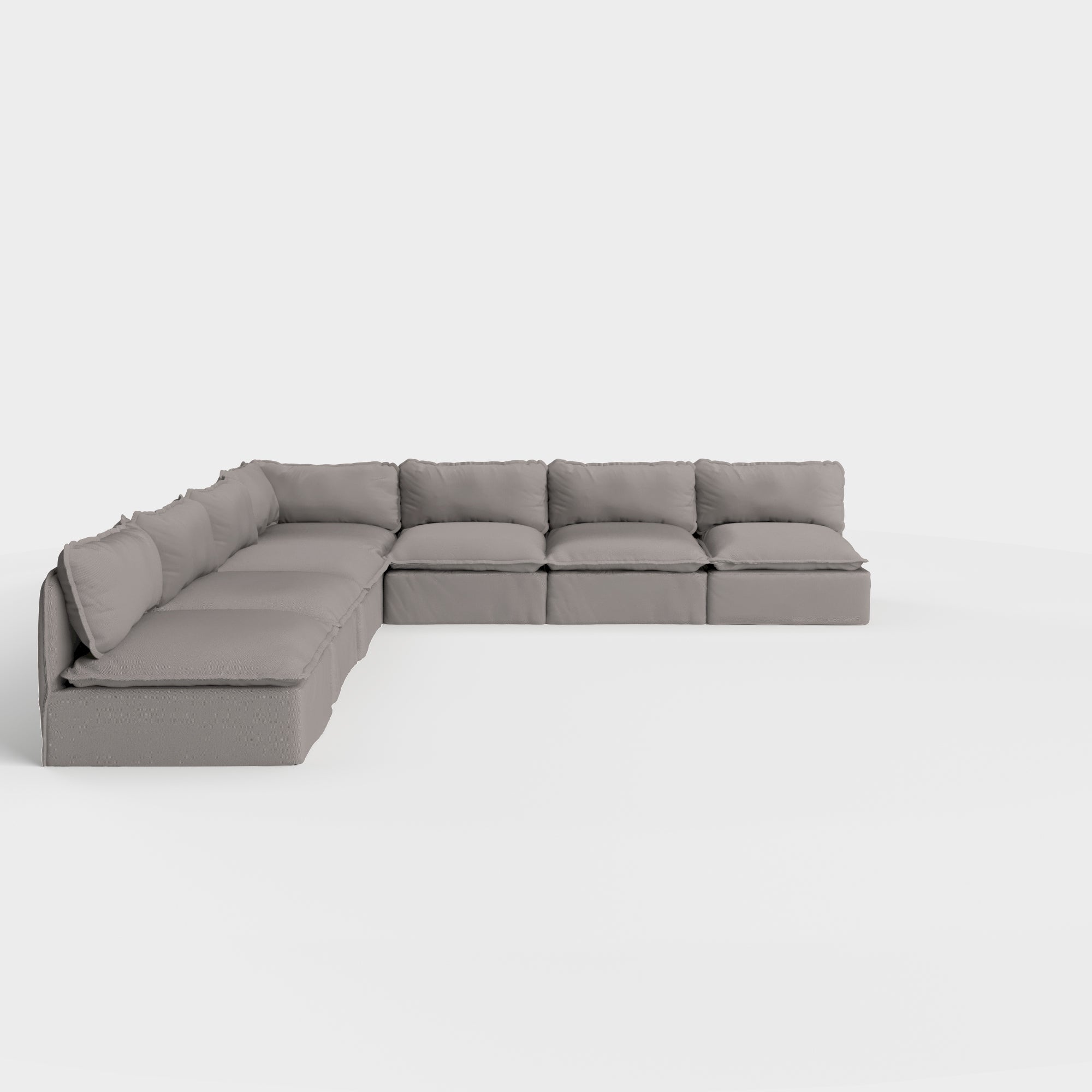 Modular Outdoor Washable 7-Seater Open-Ends Corner Sectional | Nano Slubweave in Haze Gray
