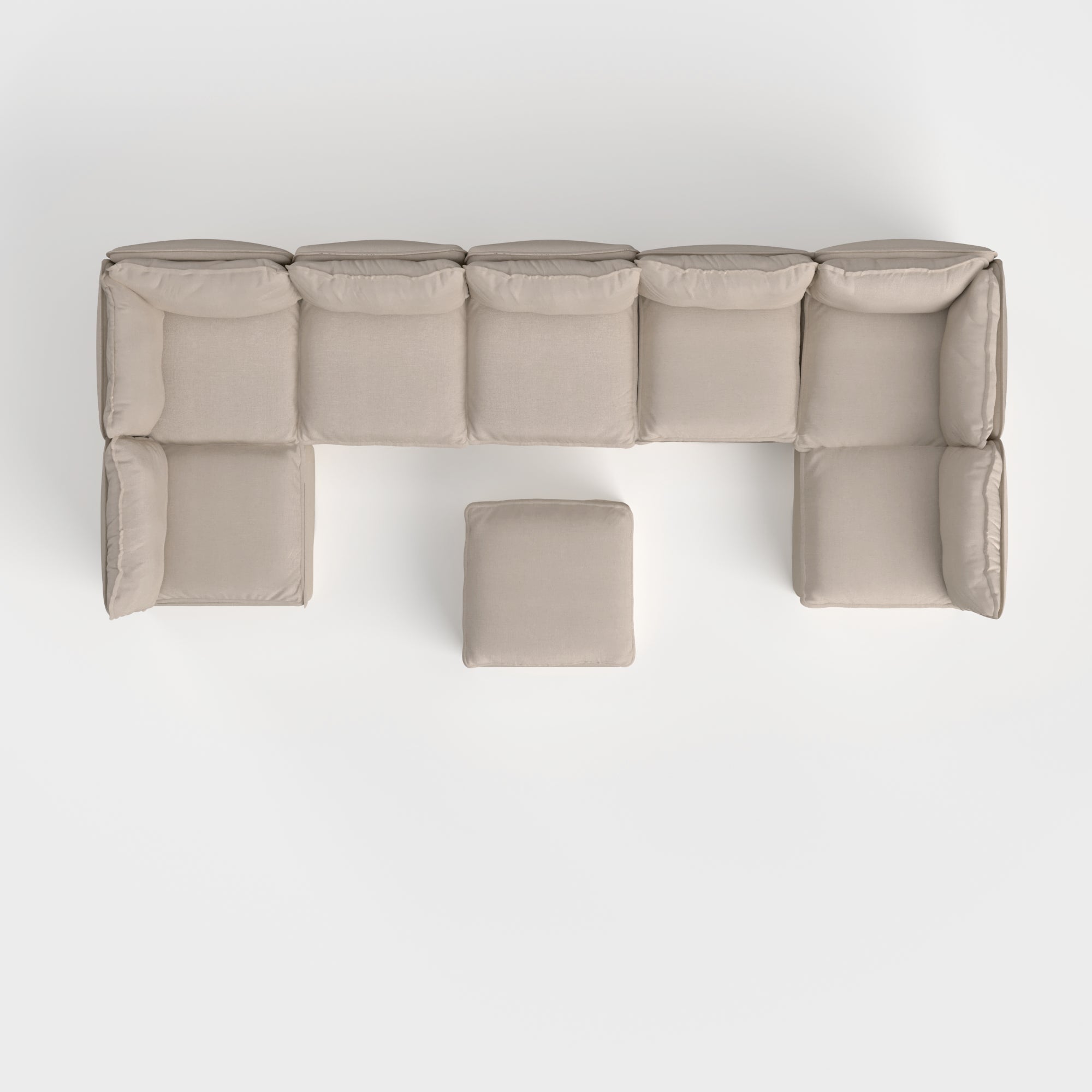 Modular Outdoor Washable 7-Seater Open-Ends U-Sectional + Ottoman | Classic Canvas in Sand