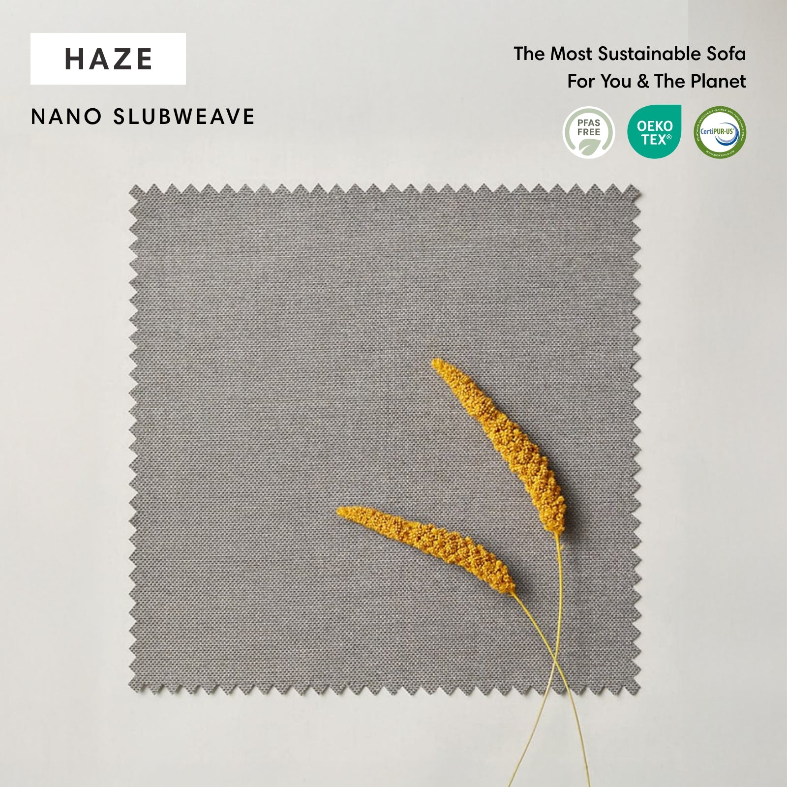 Modular Outdoor Washable 7-Seater Open-Ends U-Sectional + Ottoman | Nano Slubweave in Haze Gray