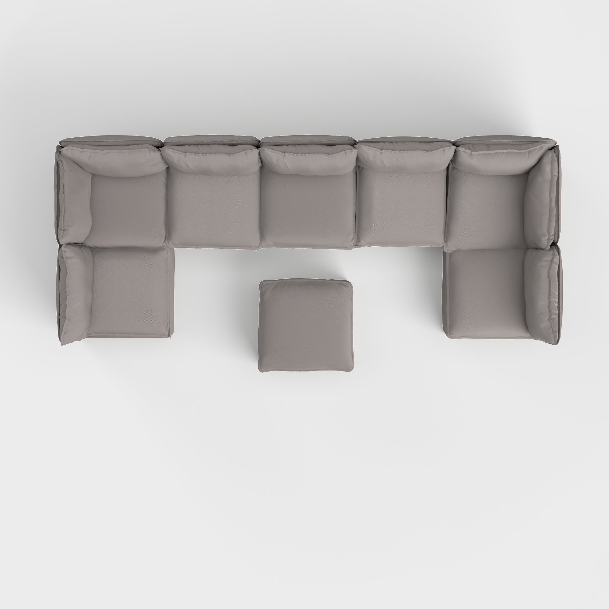 Modular Outdoor Washable 7-Seater Open-Ends U-Sectional + Ottoman | Nano Slubweave in Haze Gray