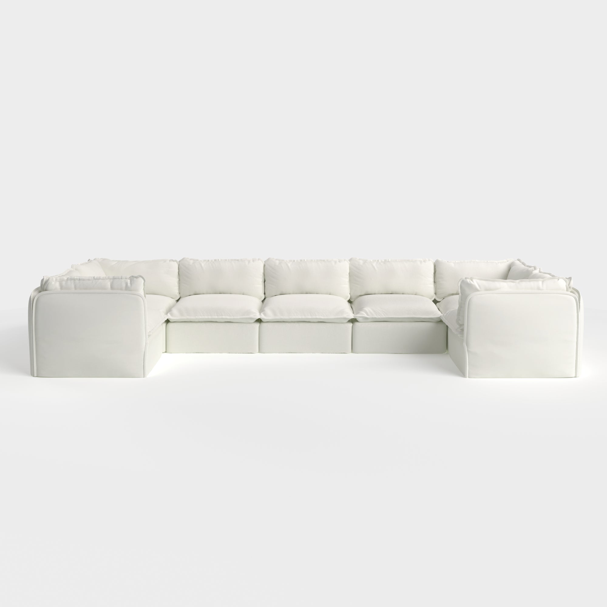 Modular Outdoor Washable 7-Seater U-Sectional | Classic Canvas in Cloud