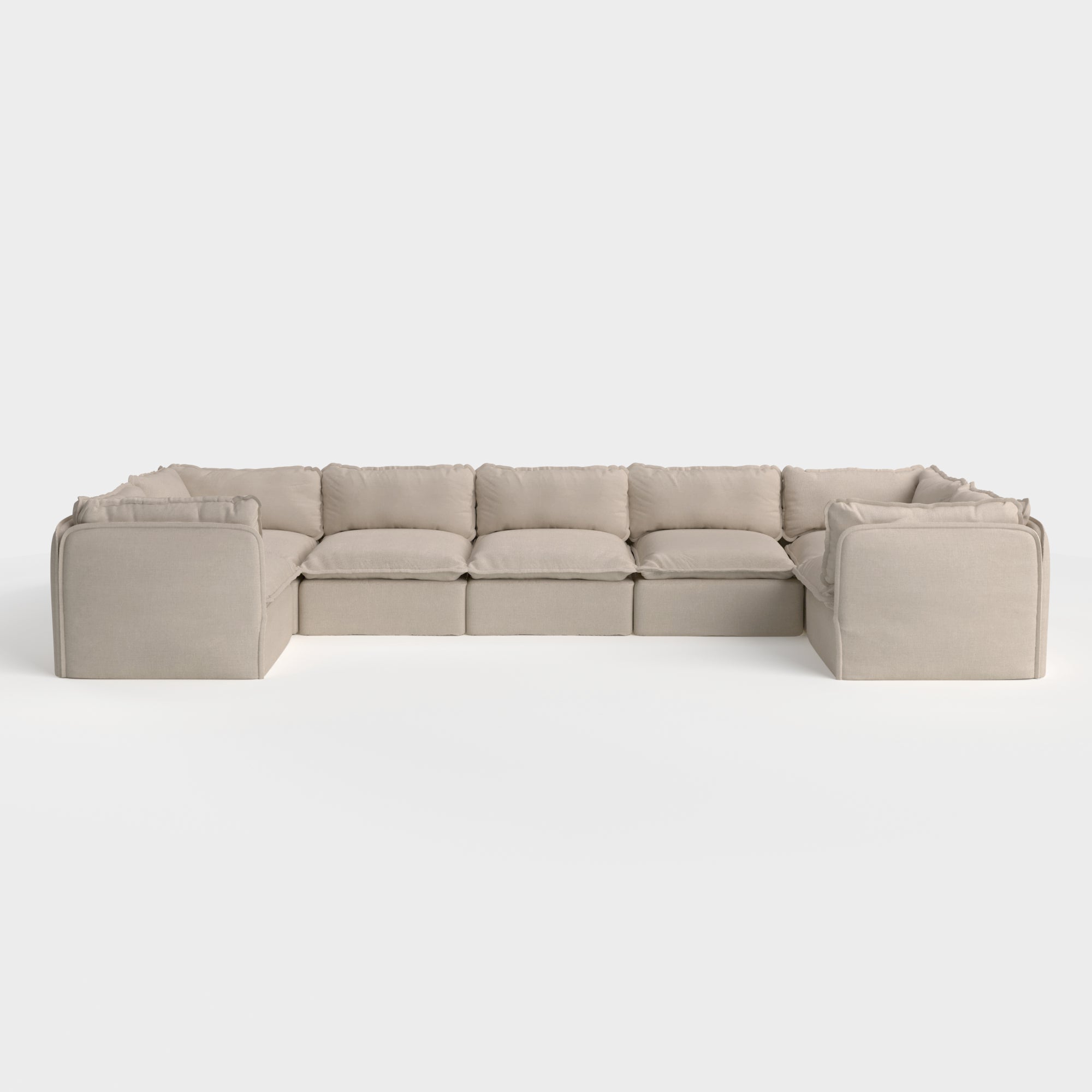 Modular Outdoor Washable 7-Seater U-Sectional | Classic Canvas in Sand