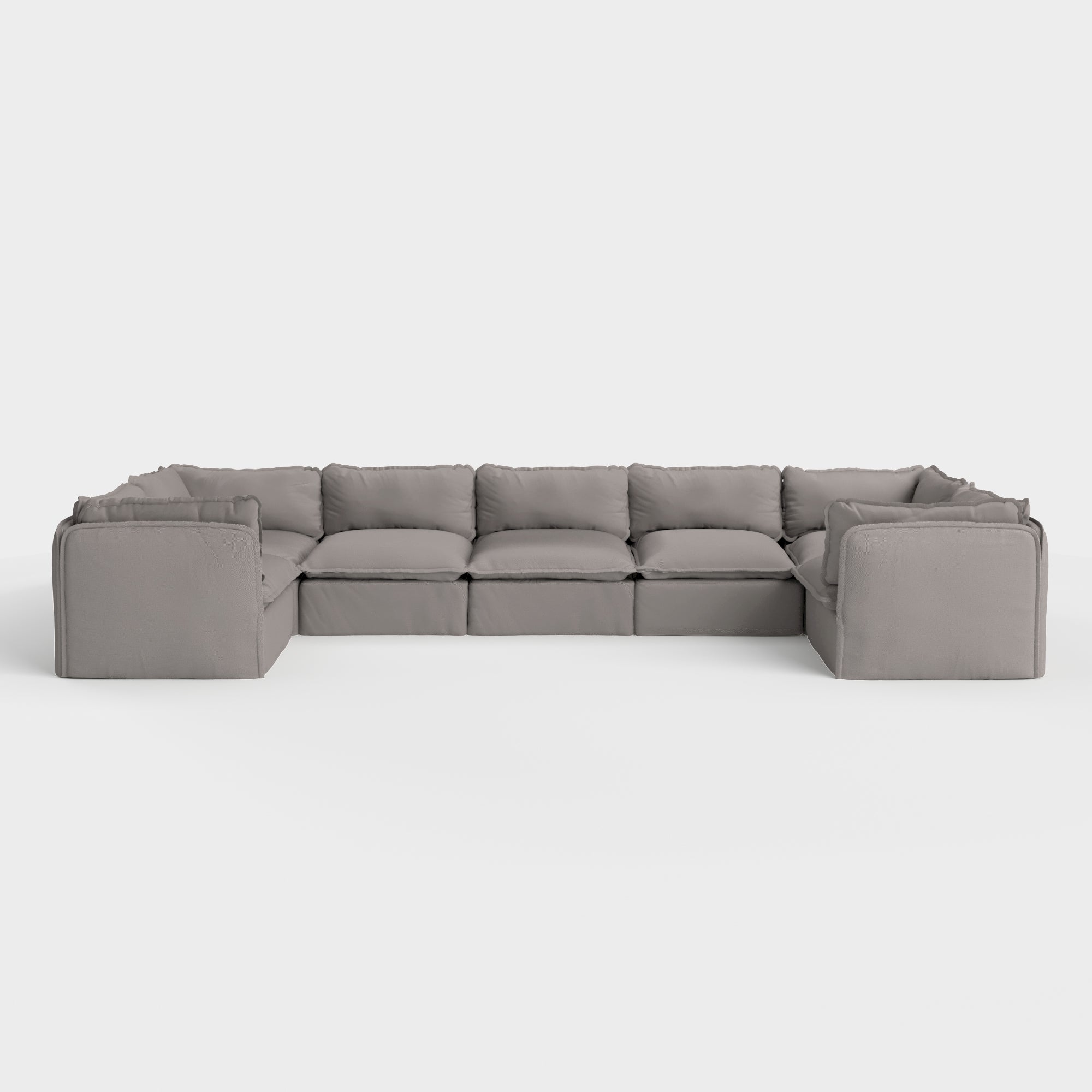 Modular Outdoor Washable 7-Seater U-Sectional | Nano Slubweave in Haze Gray